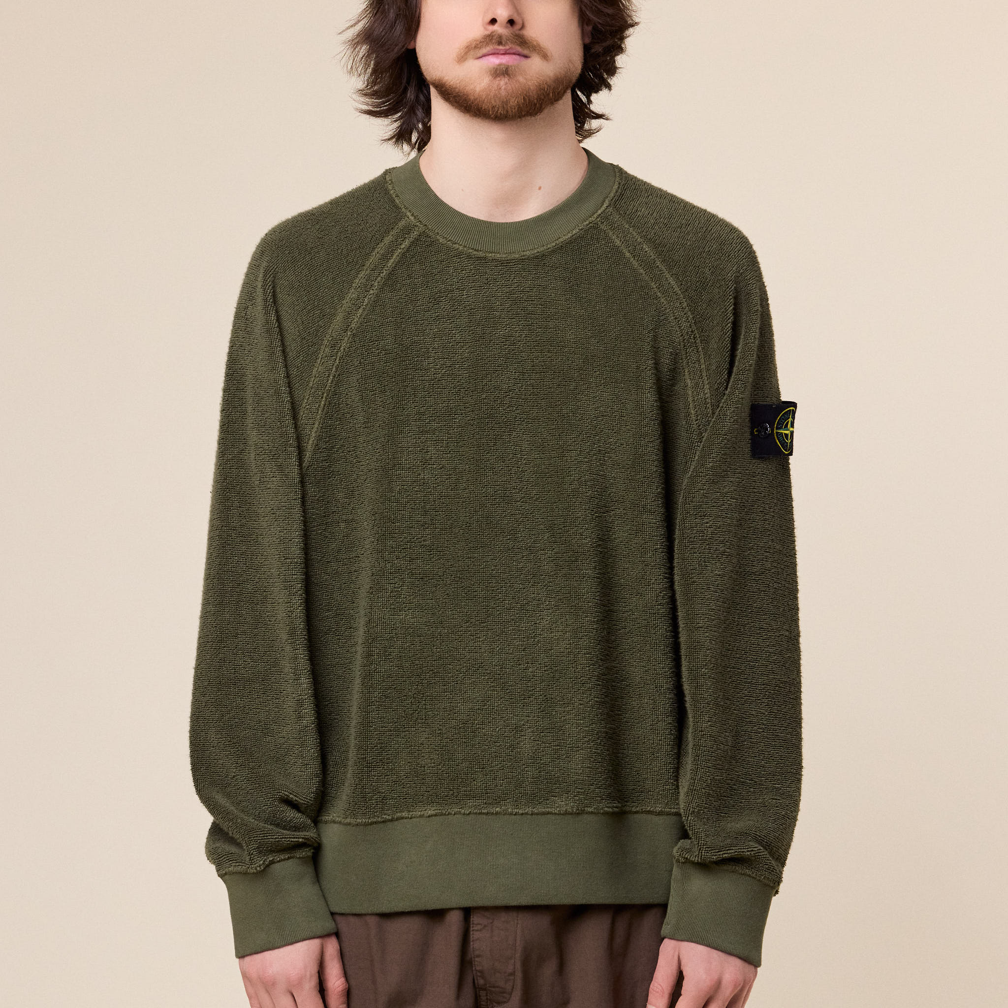 Stone Island - Cotton Terry Fleece Sweatshirt - Military Green