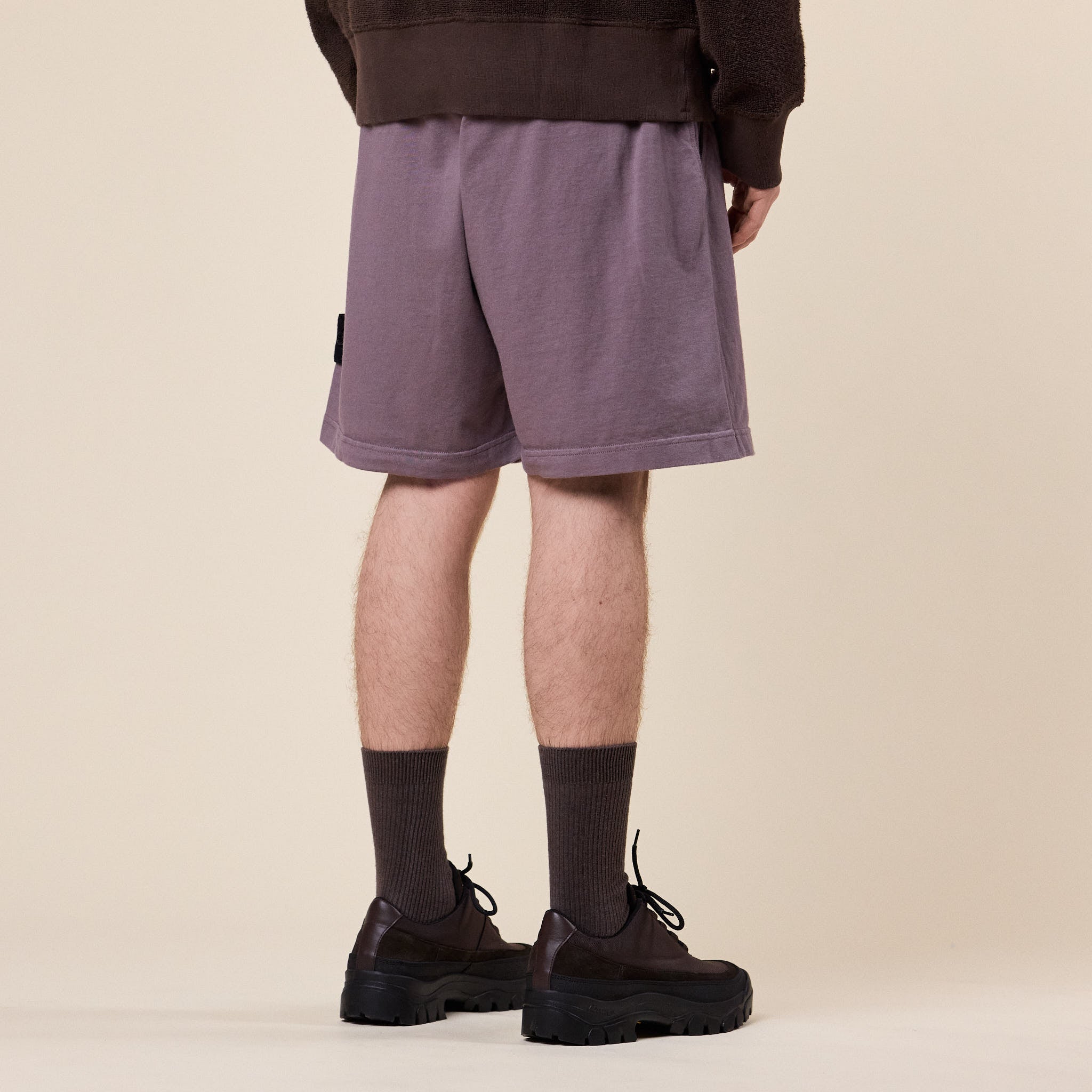 Stone Island - Malfilé Jersey "Old Effect" Shorts - Purple Grey