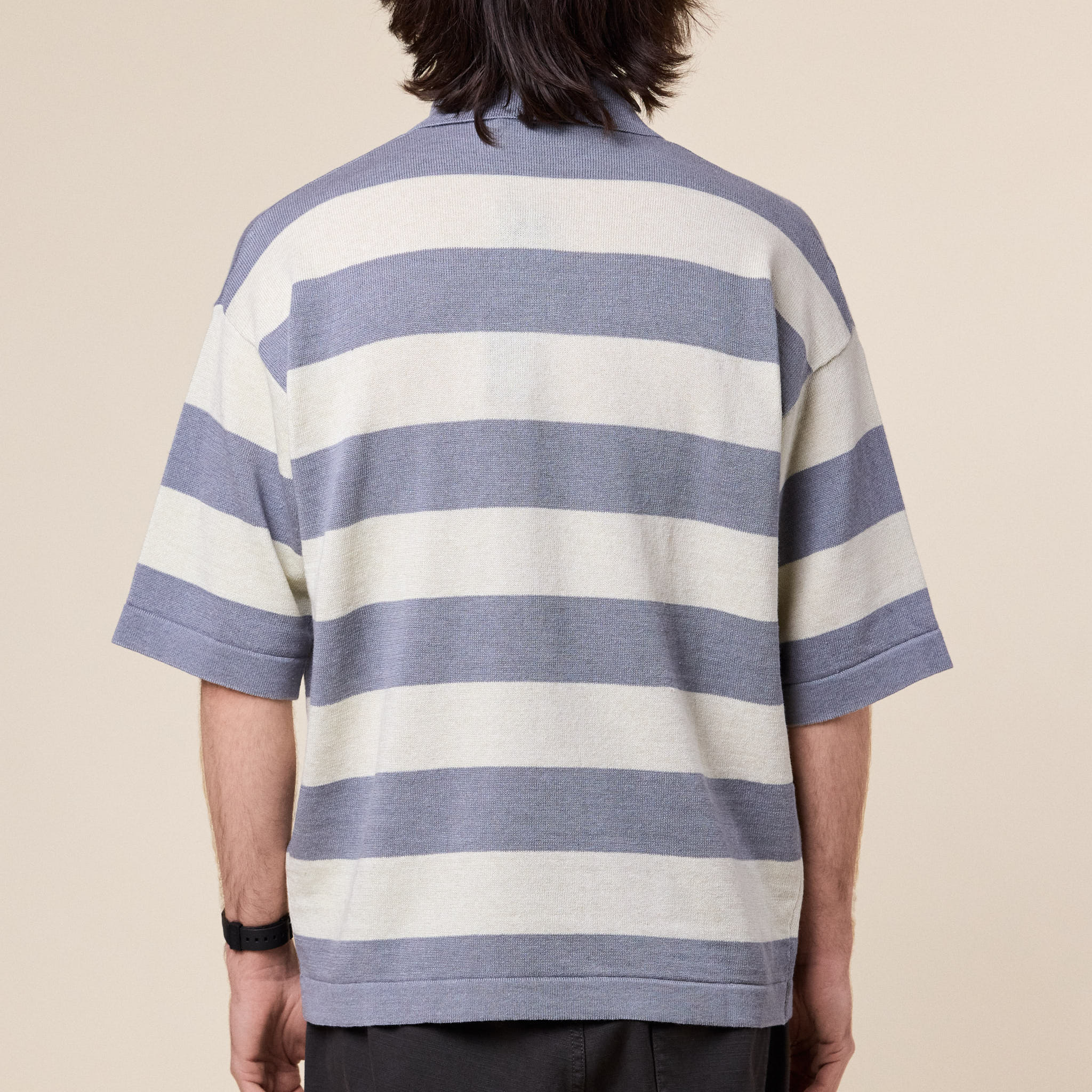 Stone Island Marina - Oversized Cotton Knit Polo Shirt - Ivory Melange