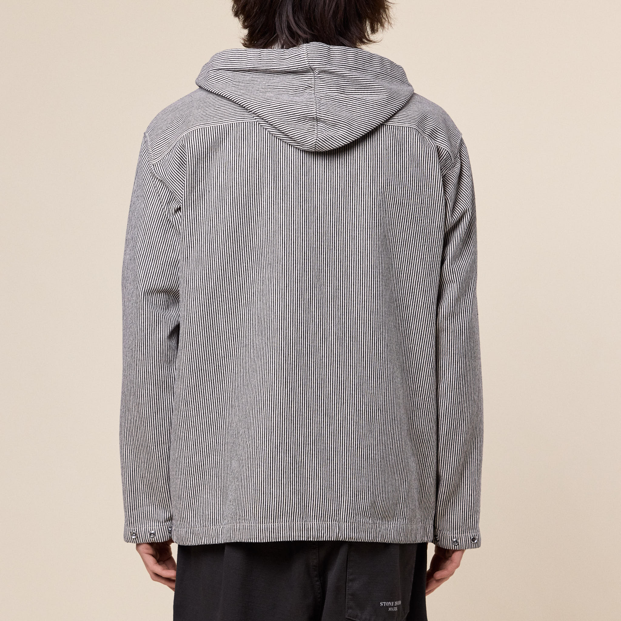 Stone Island Marina - Striped Cotton Hooded Overshirt / Jacket - Navy Blue