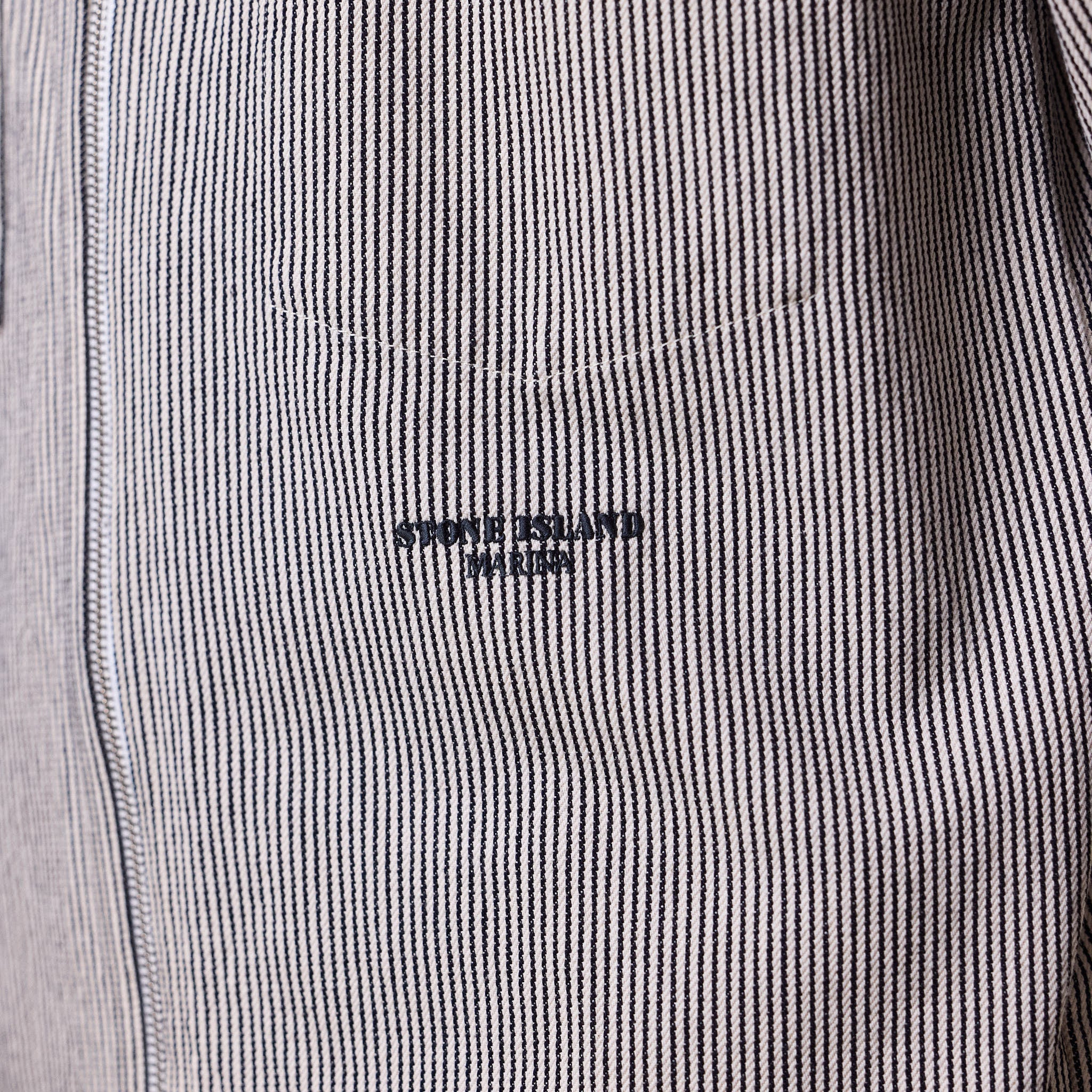 Stone Island Marina - Striped Cotton Hooded Overshirt / Jacket - Navy Blue