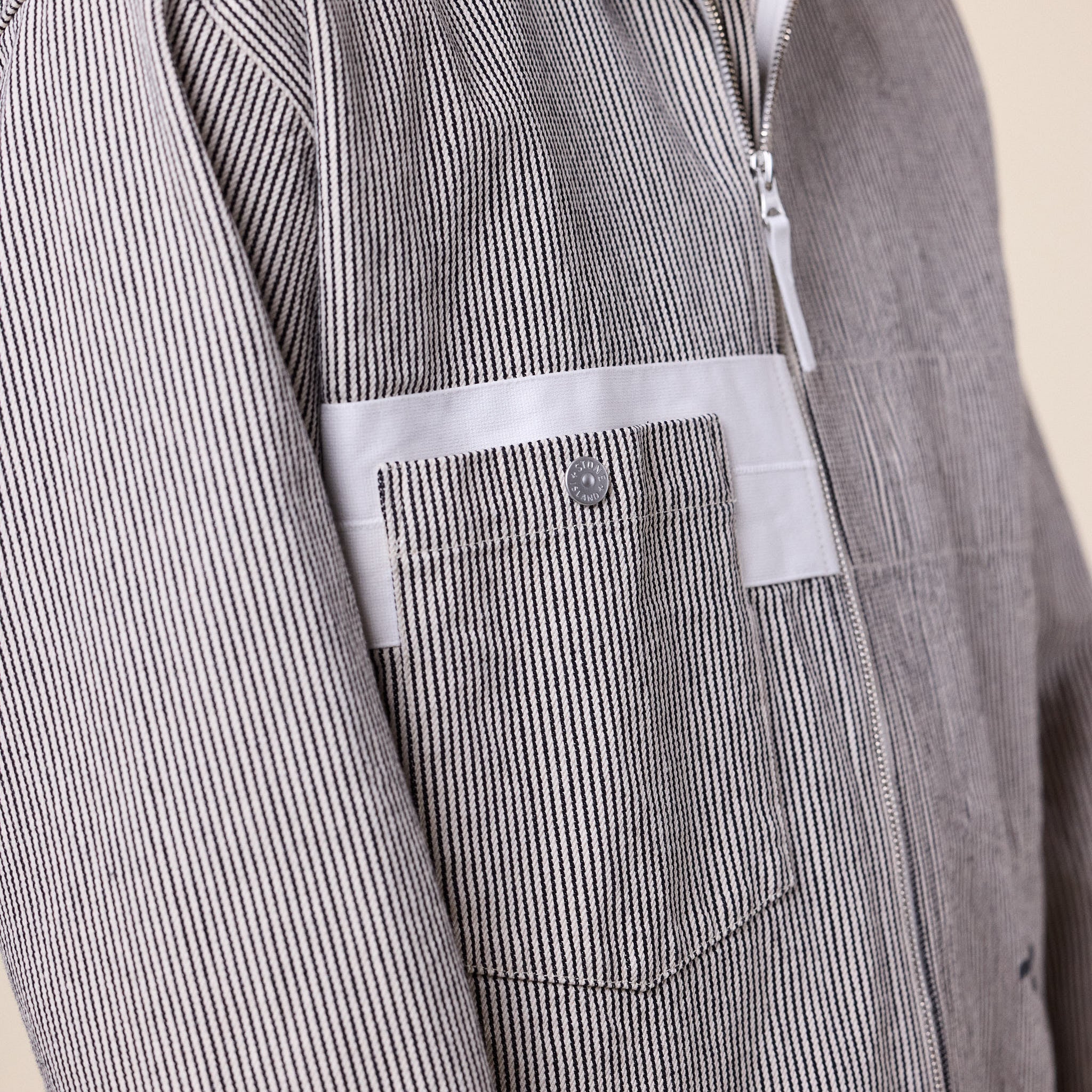 Stone Island Marina - Striped Cotton Hooded Overshirt / Jacket - Navy Blue