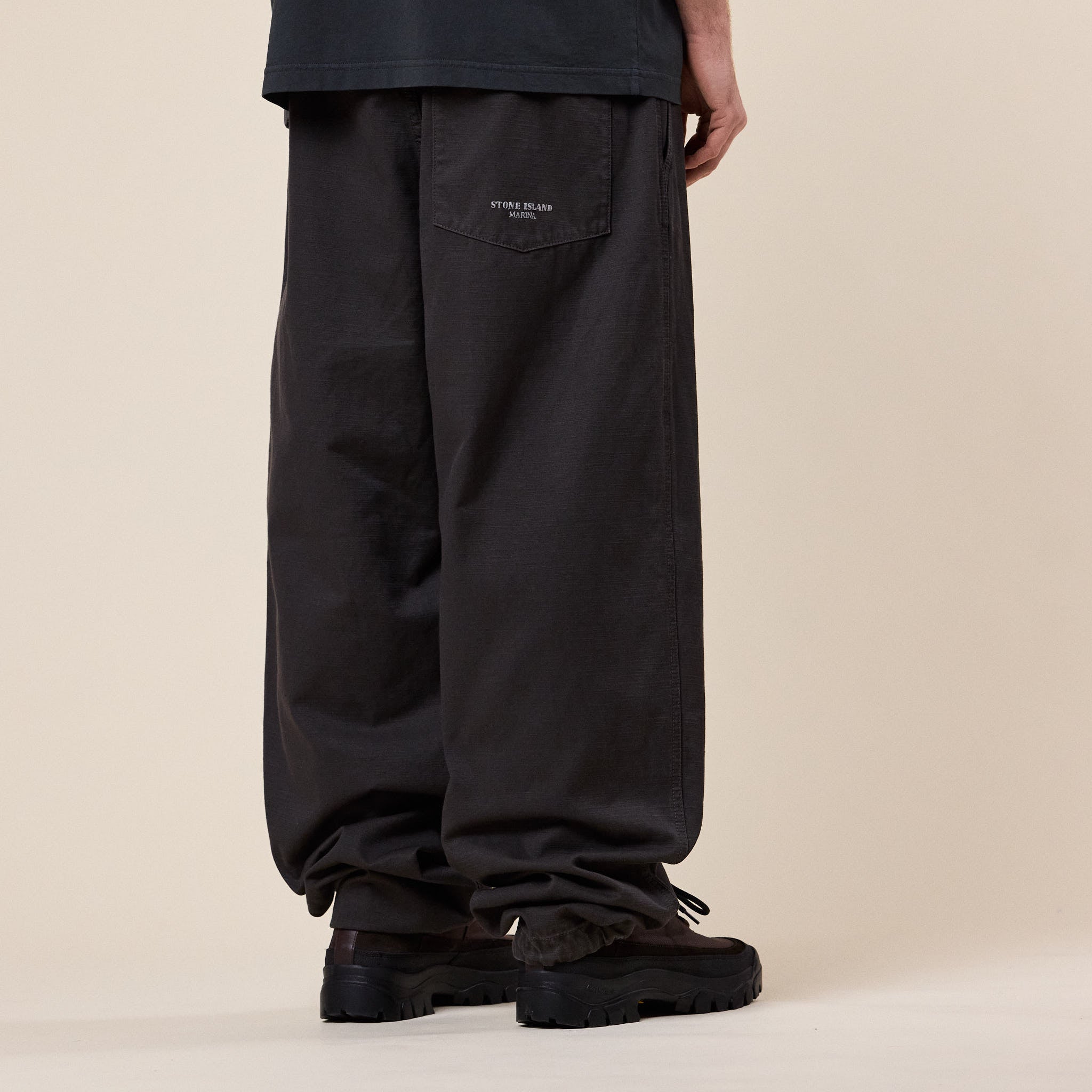 Stone Island Marina - Loose Fit Slub Cotton Cargo Trousers - Lead Grey