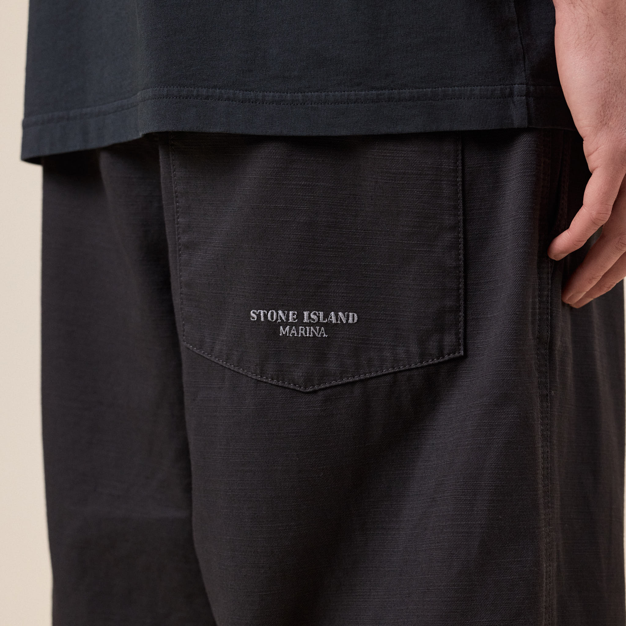 Stone Island Marina - Loose Fit Slub Cotton Cargo Trousers - Lead Grey