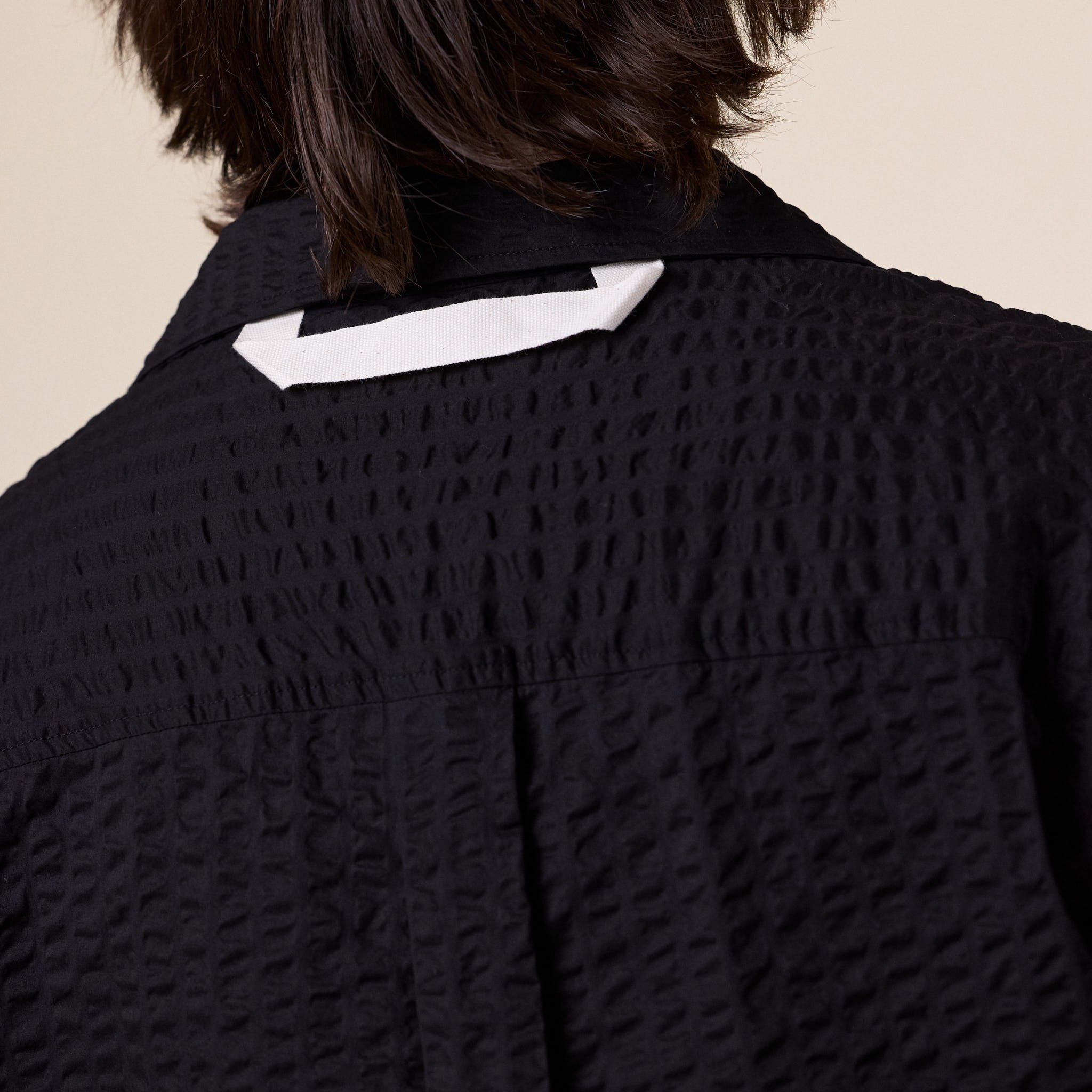 Merely Made - Premium Seersucker Cuban Collar Shirt - Asphalt Black
