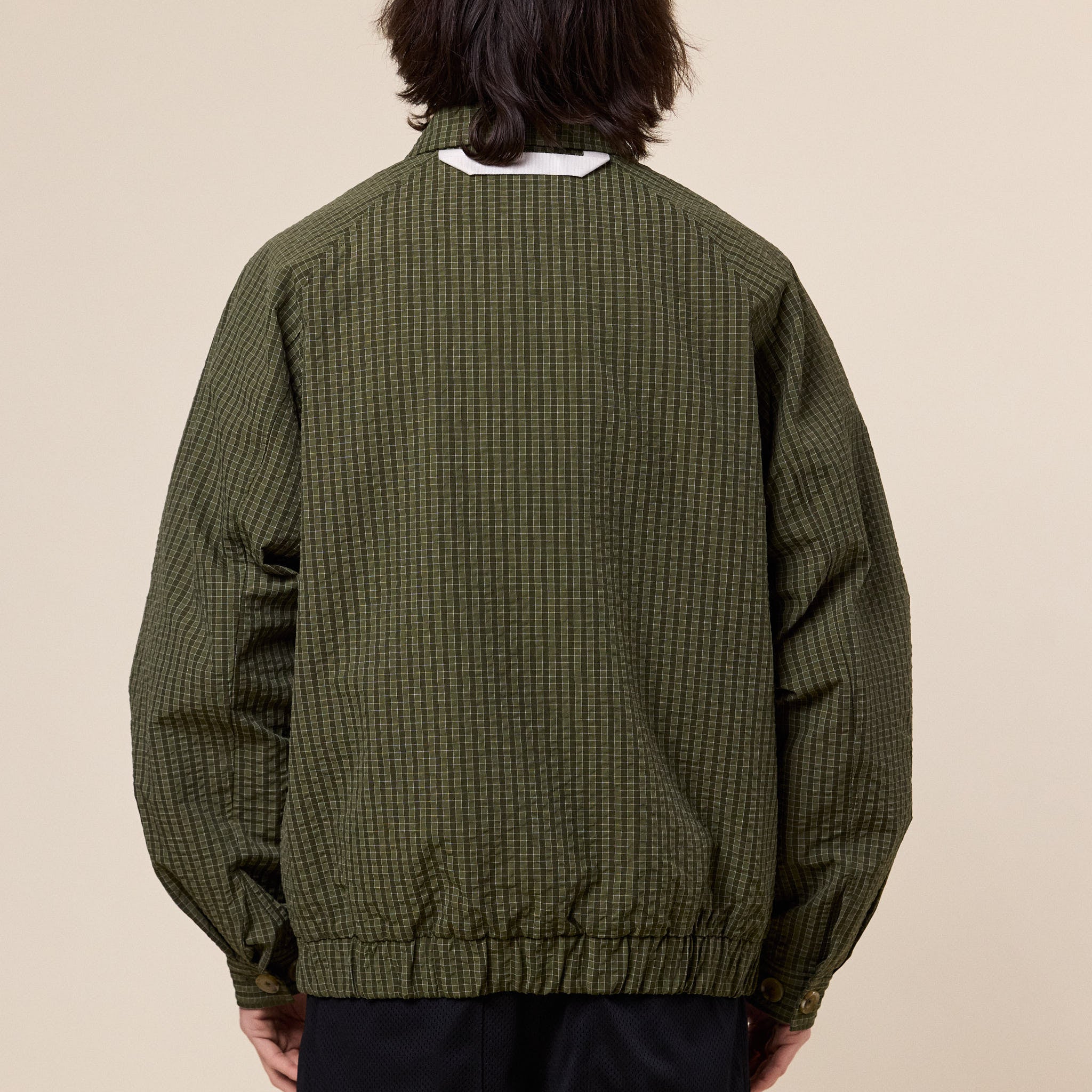 Merely Made - Premium Bubble Check Raglan Blouson Jacket - Olive Check