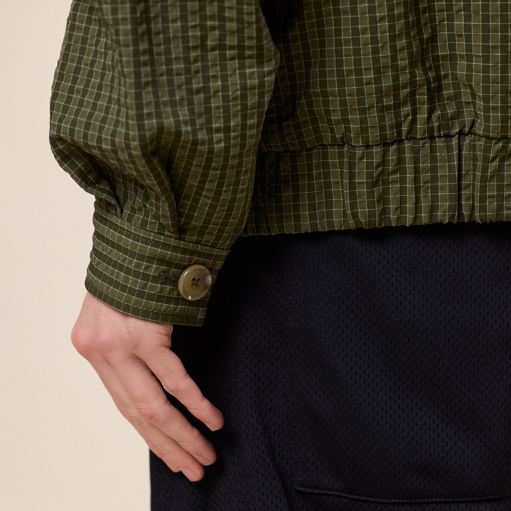 Merely Made - Premium Bubble Check Raglan Blouson Jacket - Olive Check