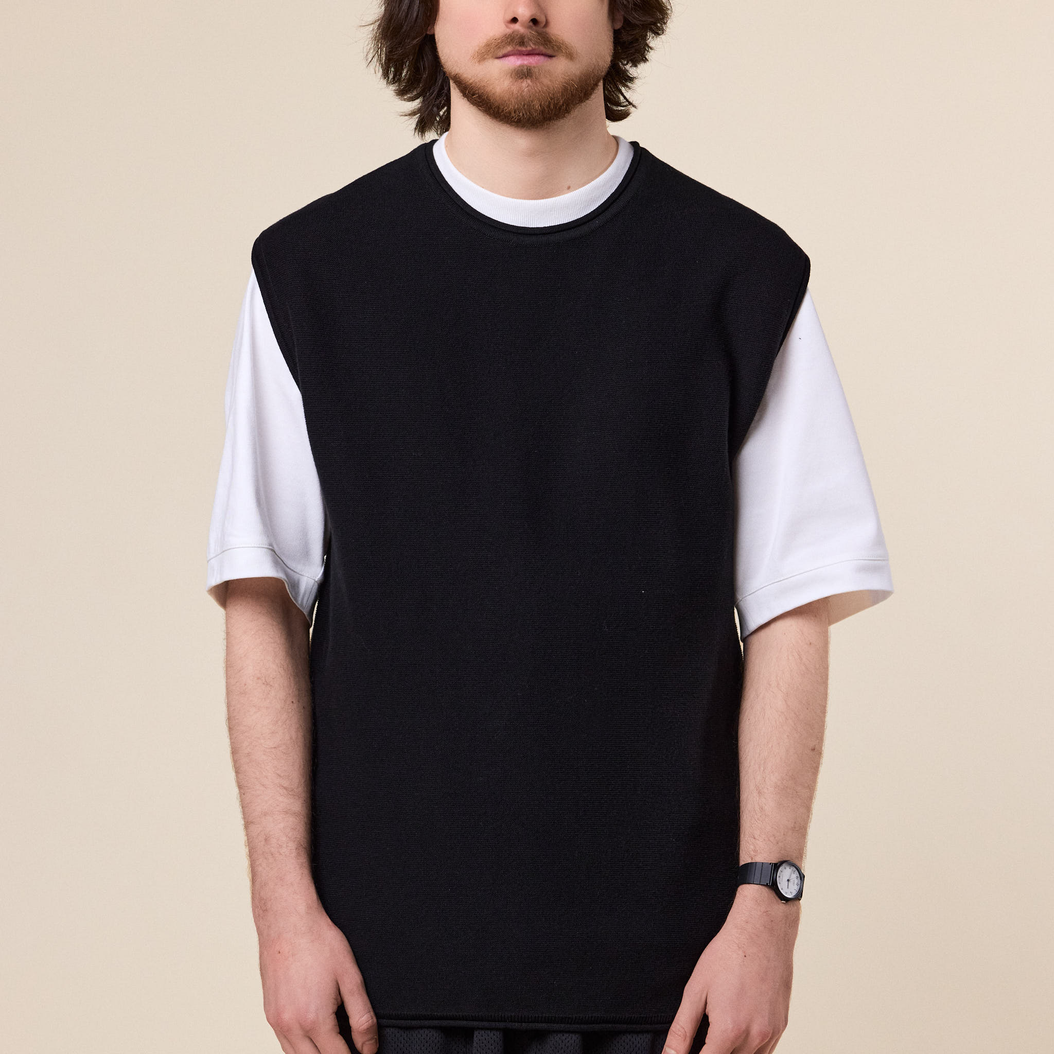 Merely Made - Premium Wide Sleeveless Knit Sweater - Asphalt Black