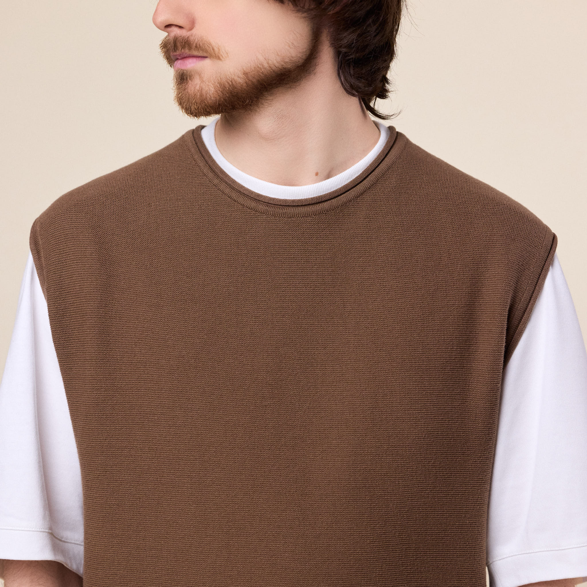 Merely Made - Premium Wide Sleeveless Knit Sweater - Caramel Brown