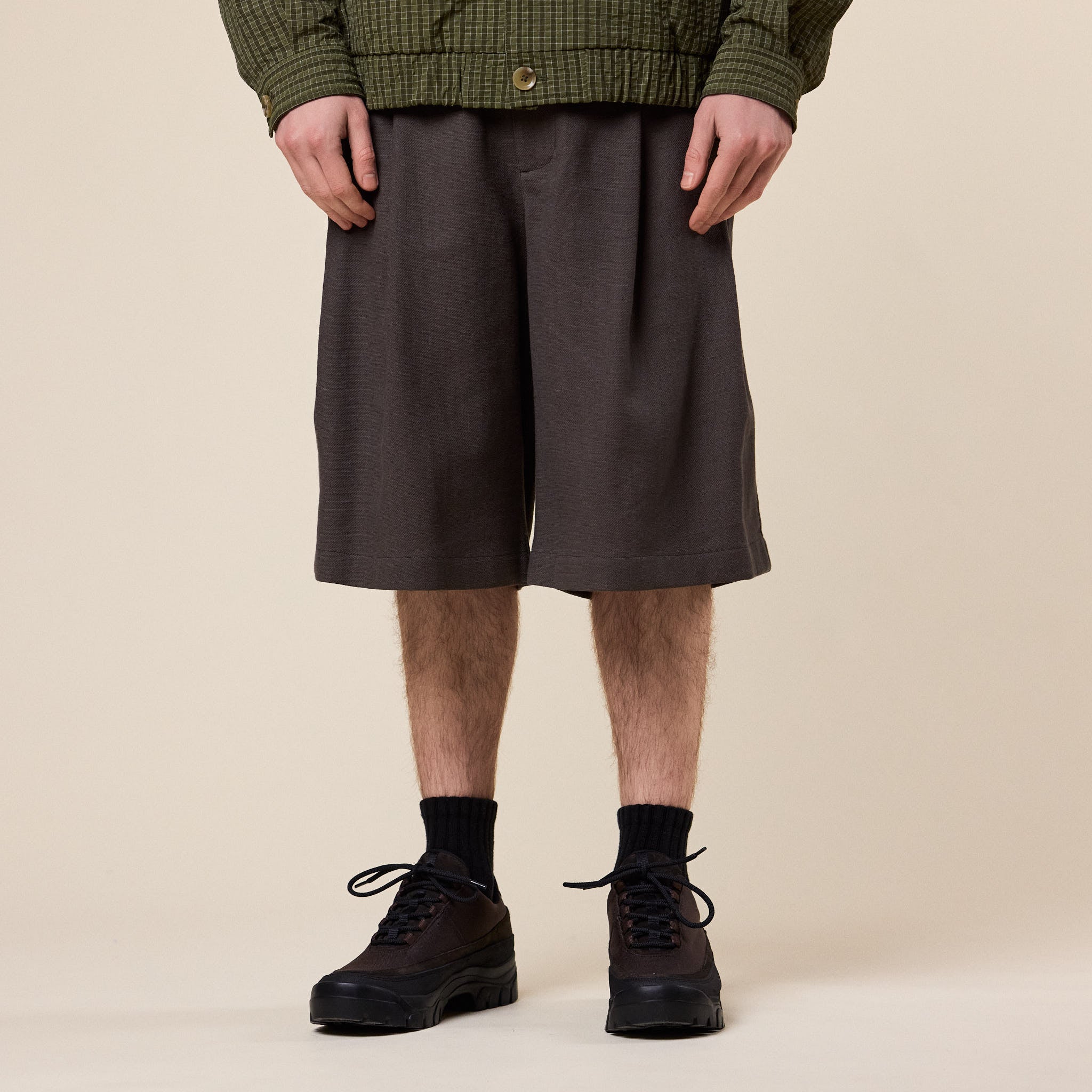 Merely Made - Premium Nomadic Relaxed Wide Shorts - Ebony Oak