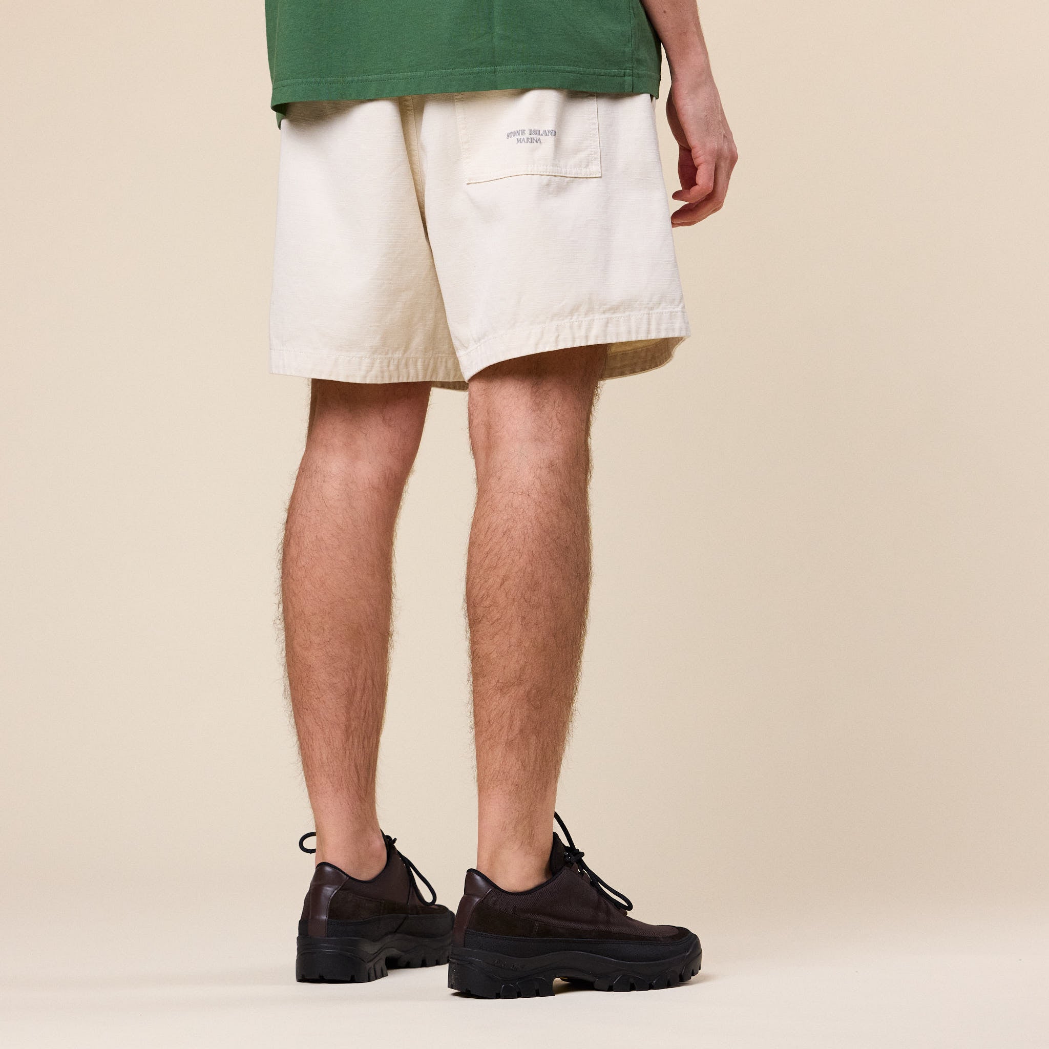Stone Island Marina - Slub Cotton Wide Chino Shorts - Ivory
