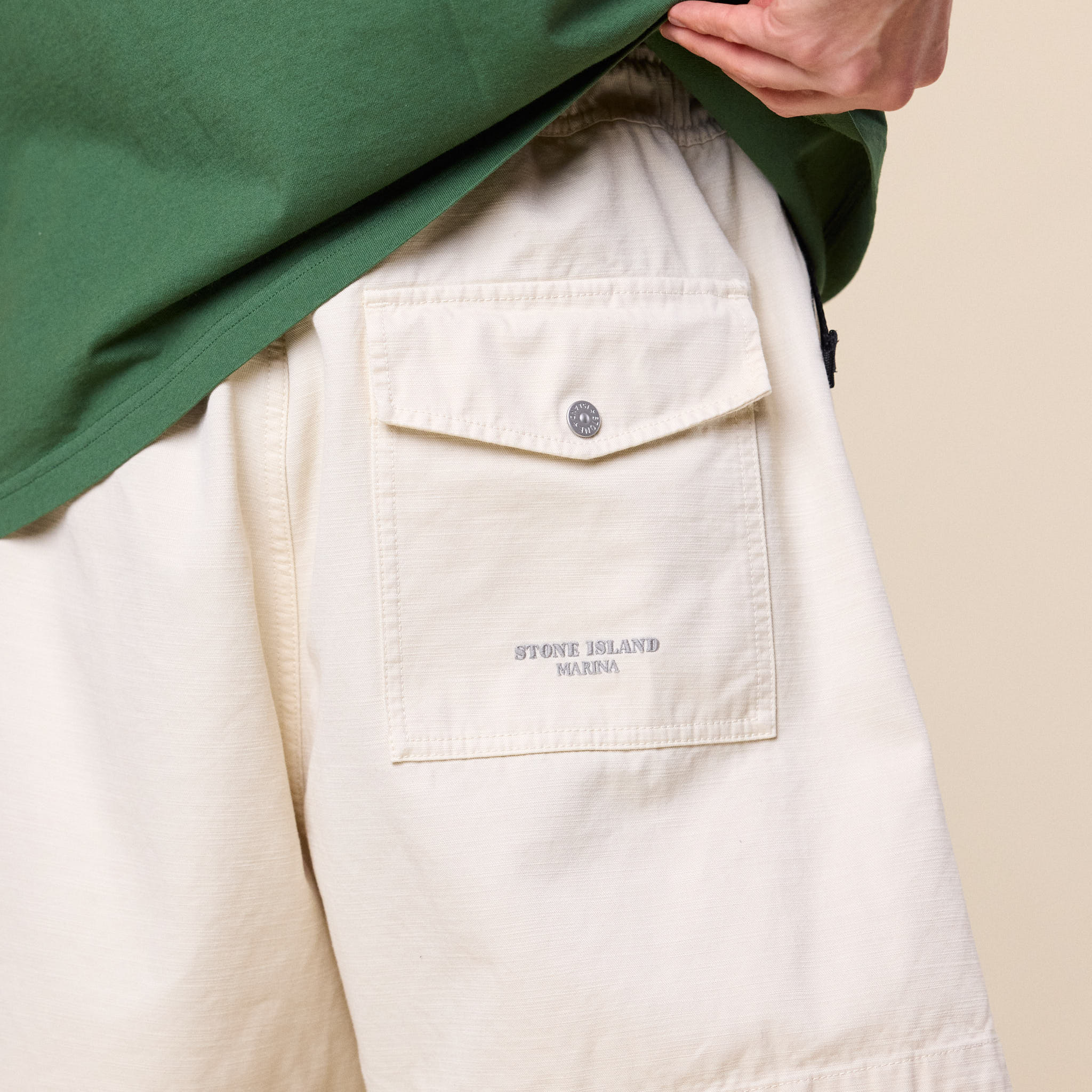Stone Island Marina - Slub Cotton Wide Chino Shorts - Ivory