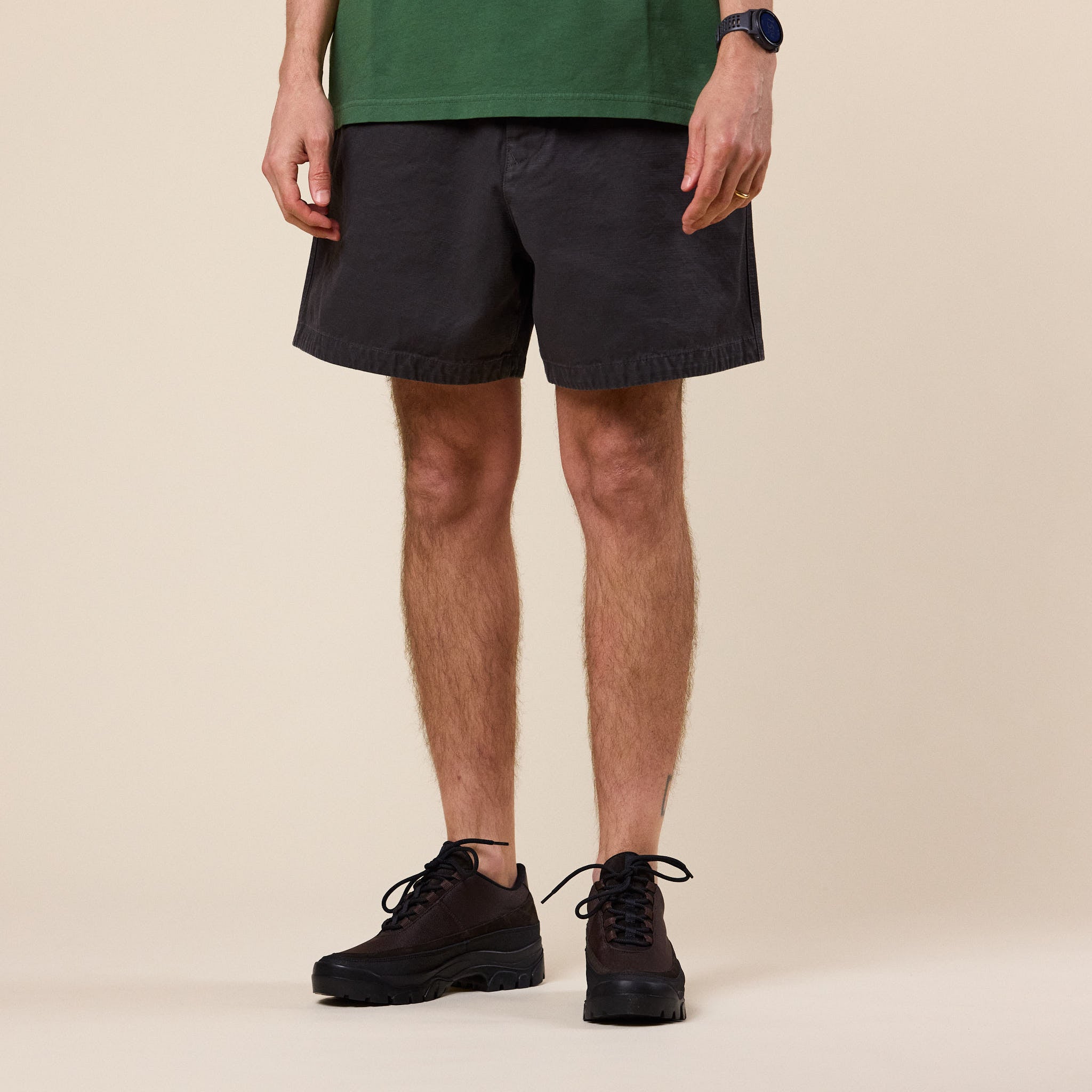 Stone Island Marina - Slub Cotton Wide Chino Shorts - Lead Grey