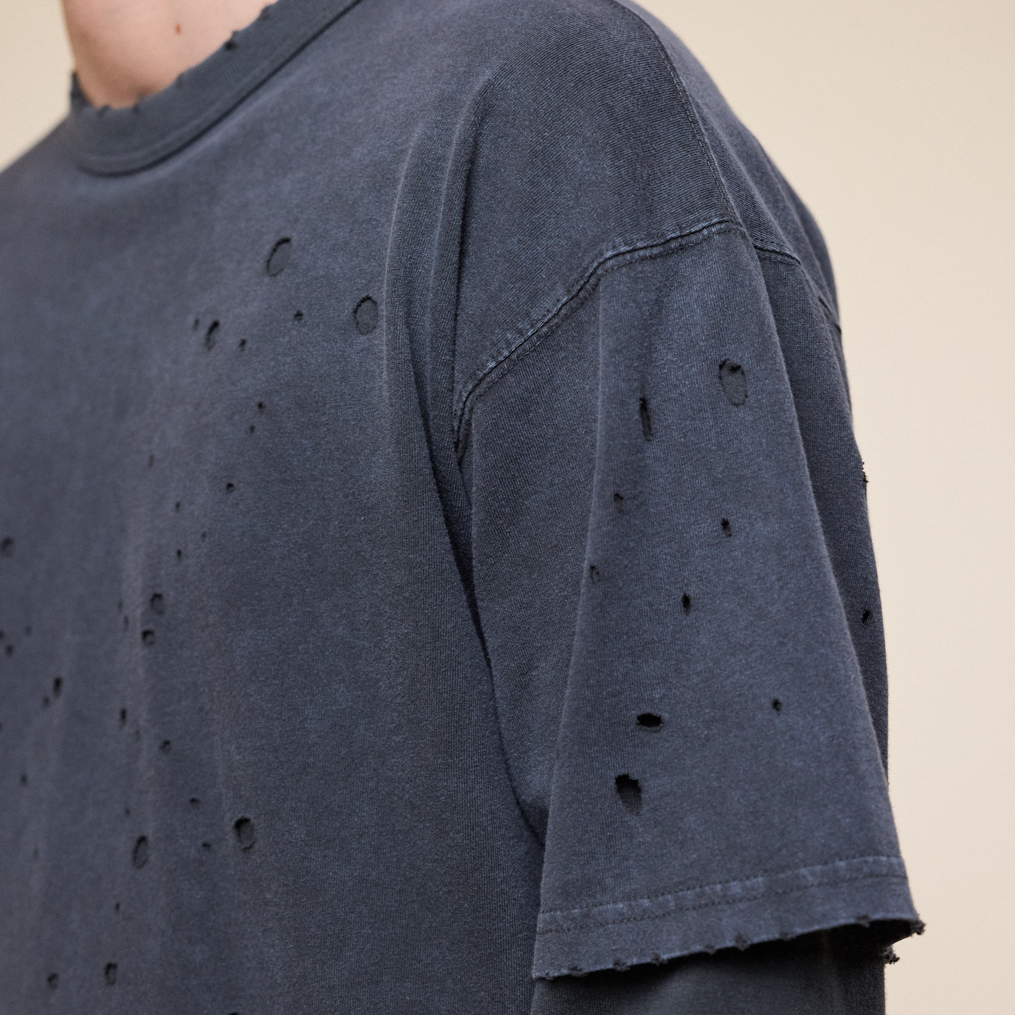 BEAMS - Layered Damage Long Sleeve T-Shirt - Black