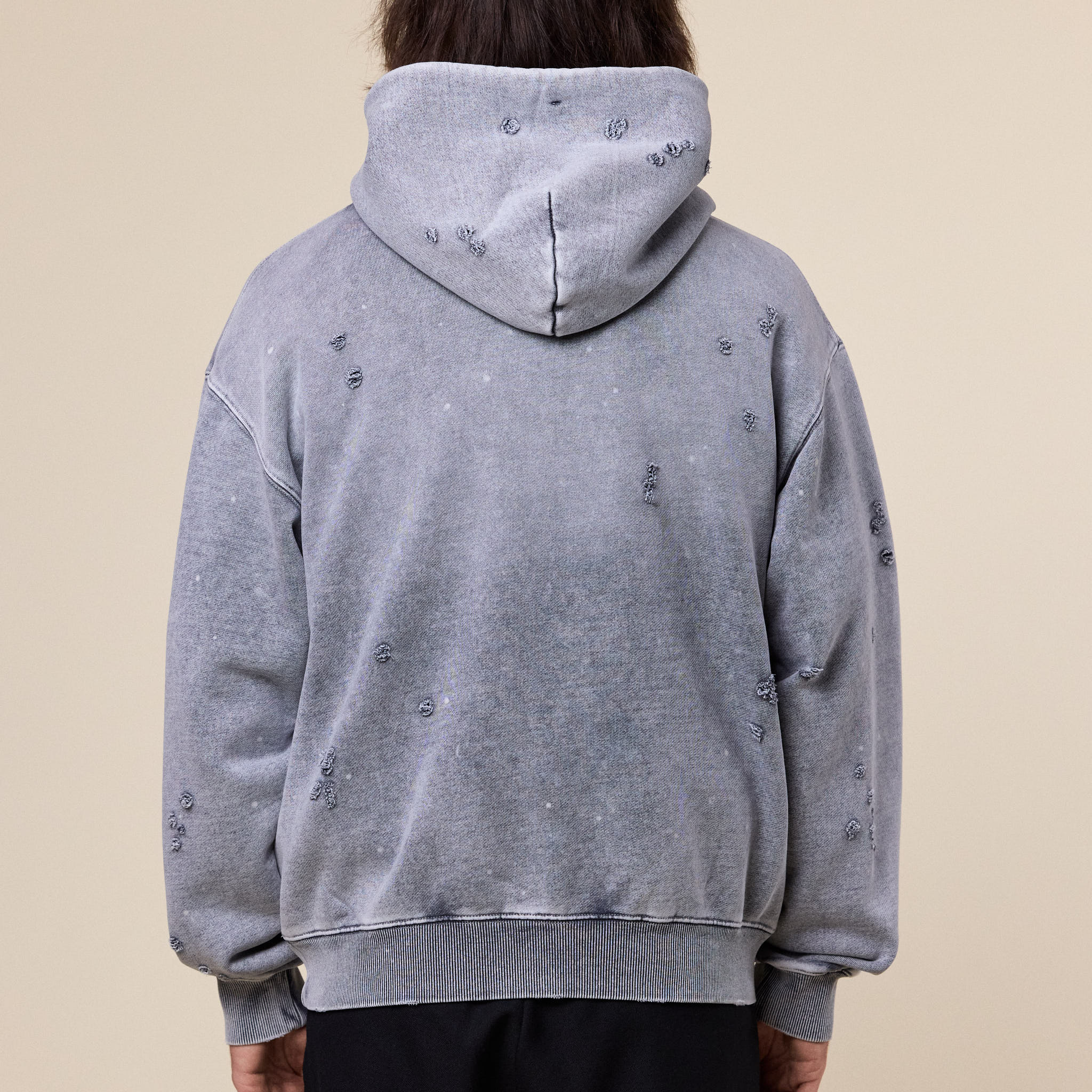 BEAMS - Damage Sweat Hoodie - Grey