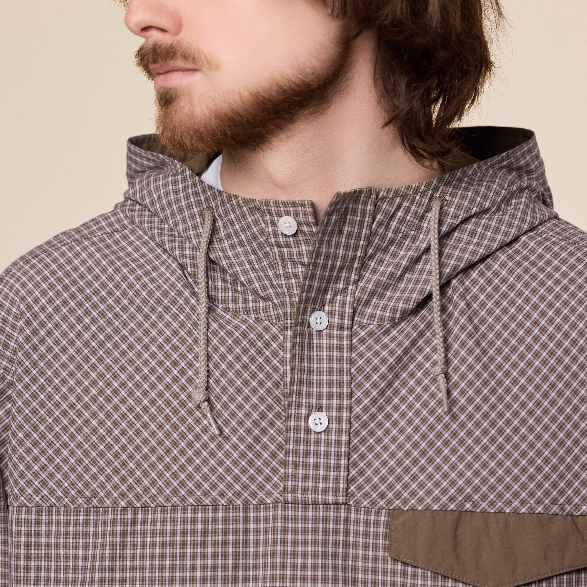 BEAMS - Check Pullover Anorak - Brown Check