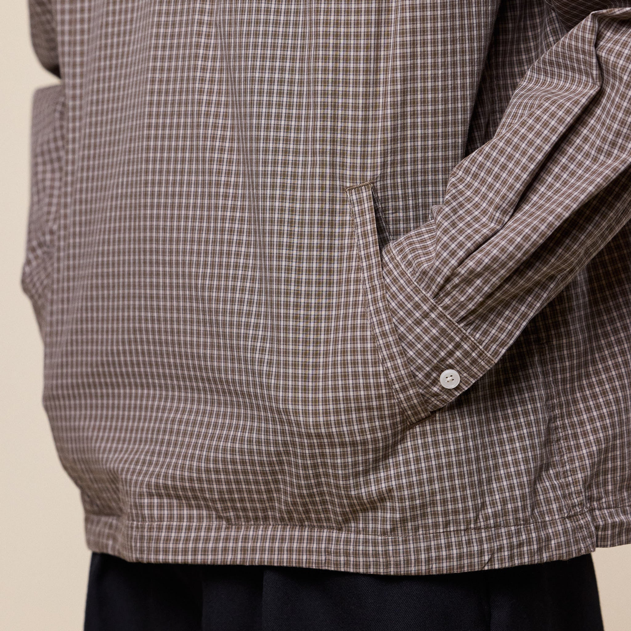 BEAMS - Check Pullover Anorak - Brown Check