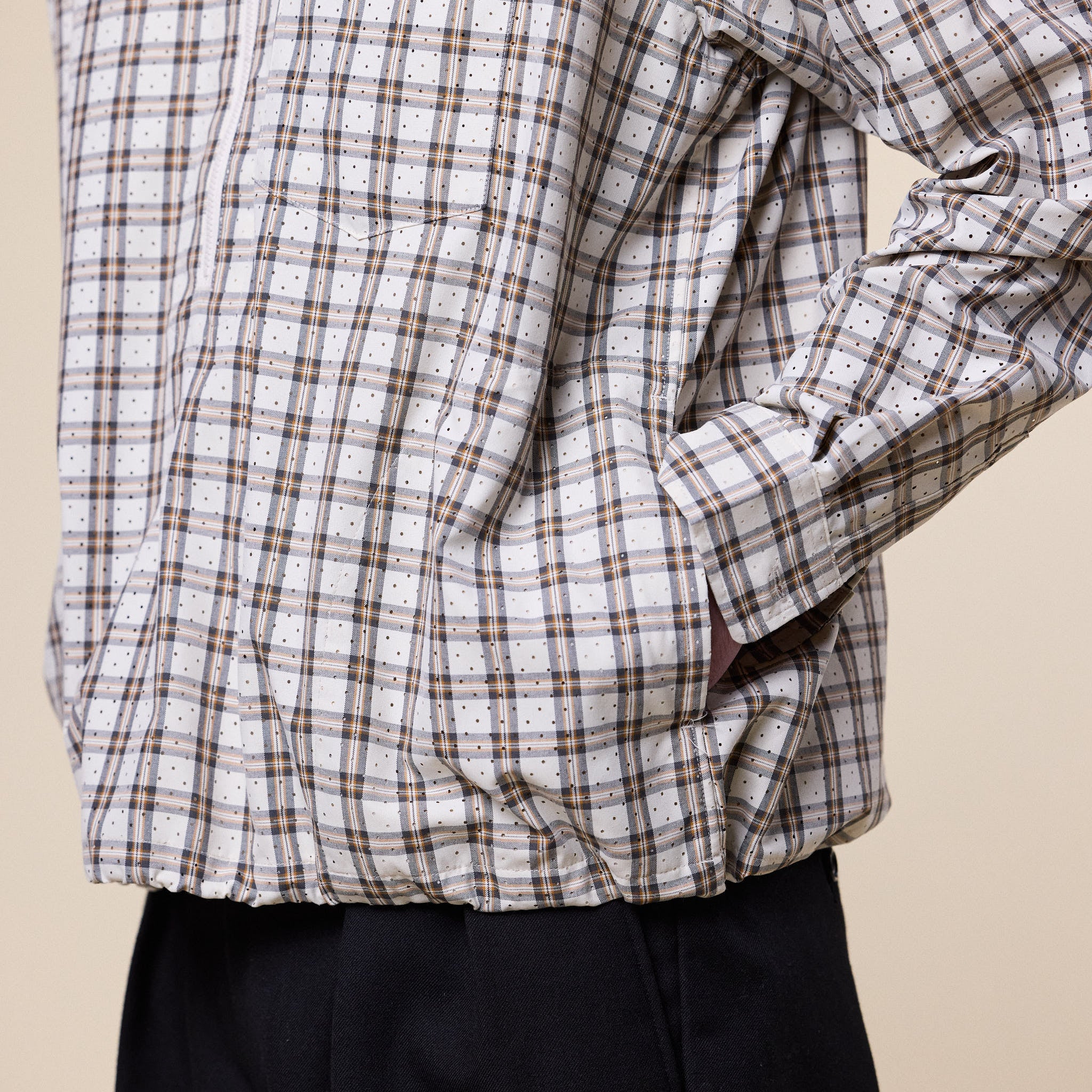 BEAMS - 1/2 Zip Pullover Shirt - Beige