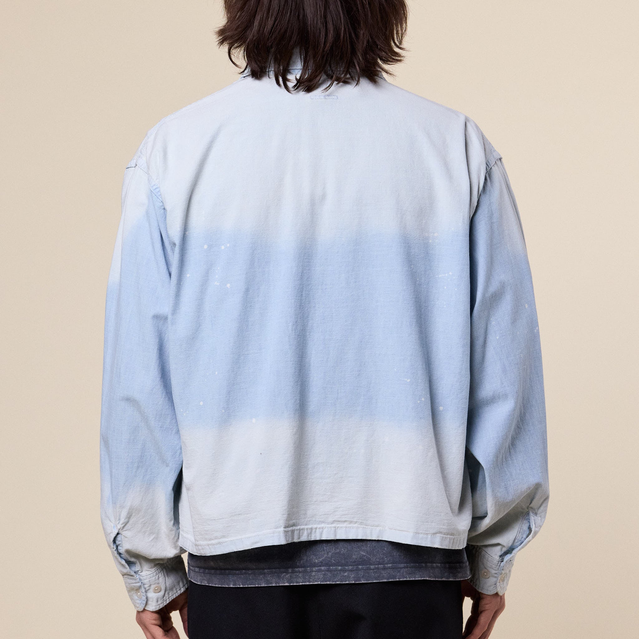BEAMS - Damaged Chambray Shirt - Faded Blue