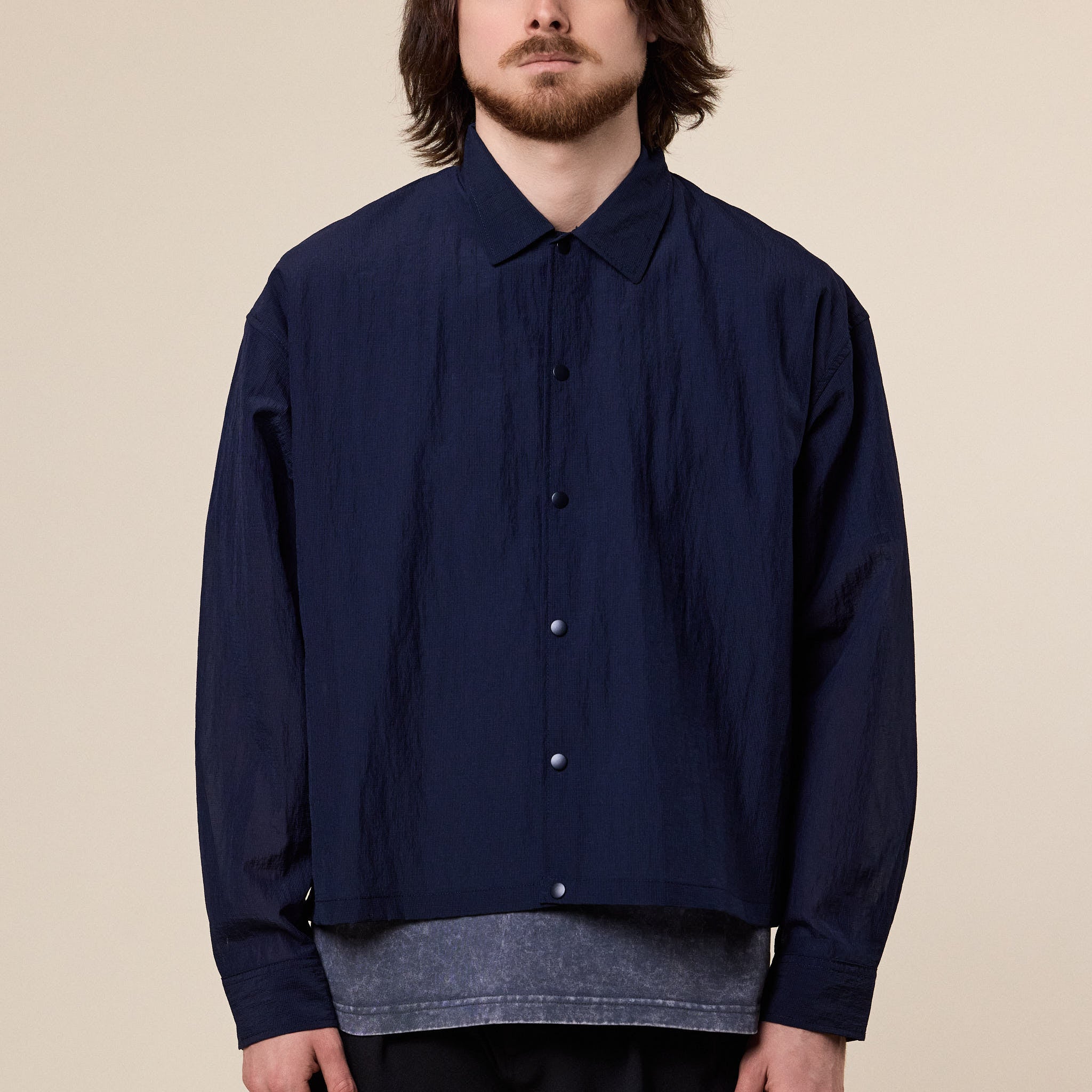 BEAMS - Sheer Coach Over-Shirt - Navy Blue