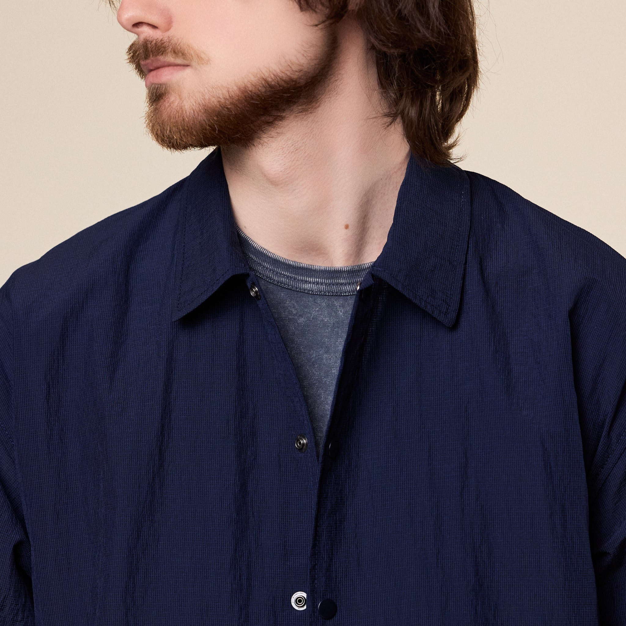 BEAMS - Sheer Coach Over-Shirt - Navy Blue