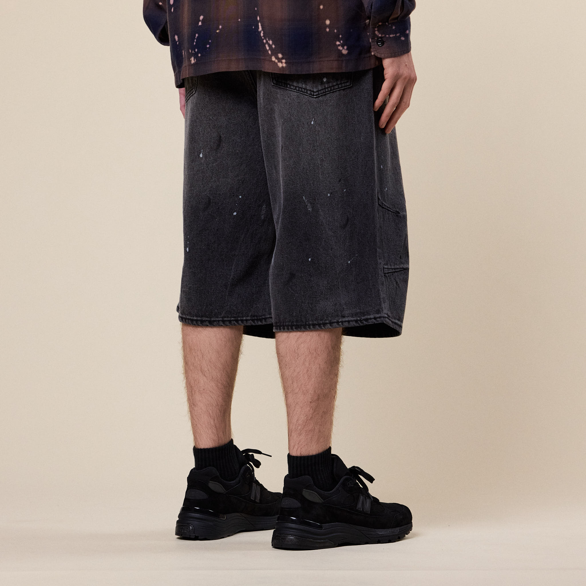 BEAMS - Wide Denim 3/4 Pants - Black