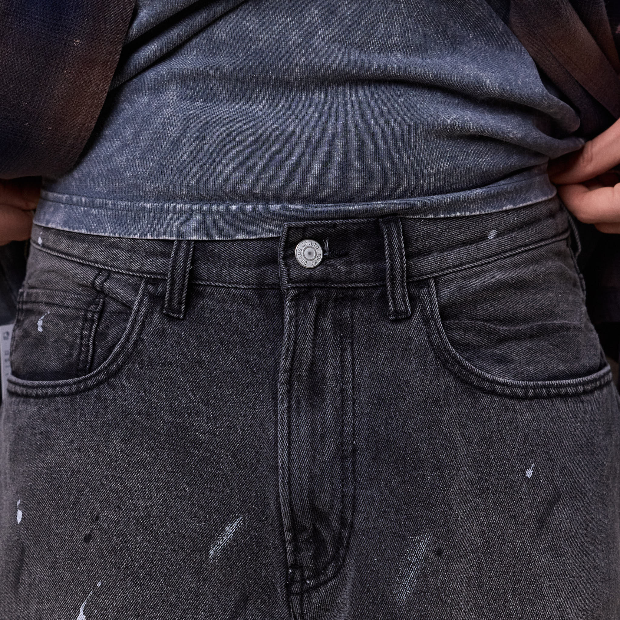 BEAMS - Wide Denim 3/4 Pants - Black