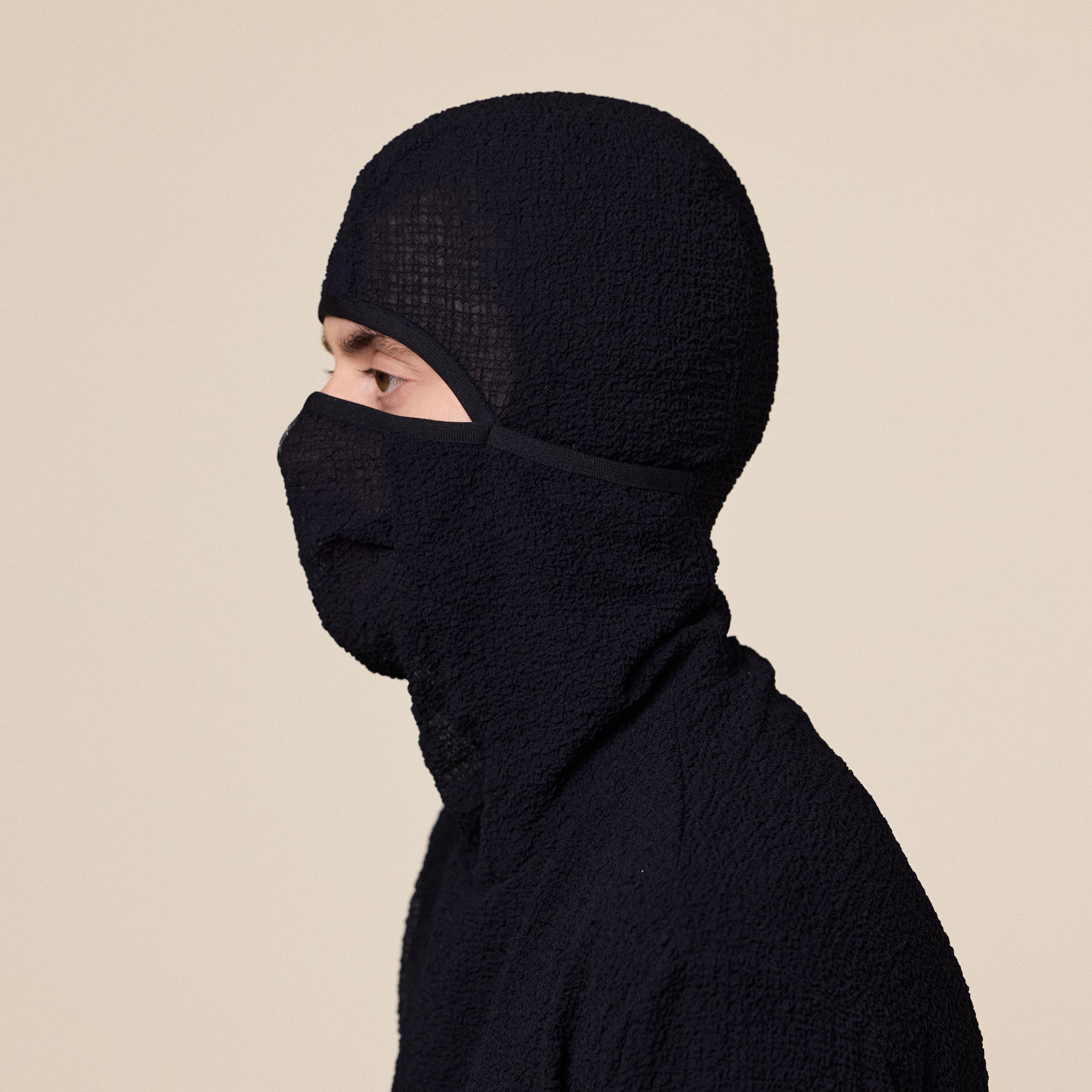 CCP - LT-AA103 Seersucker Full Face Hoodie - Black