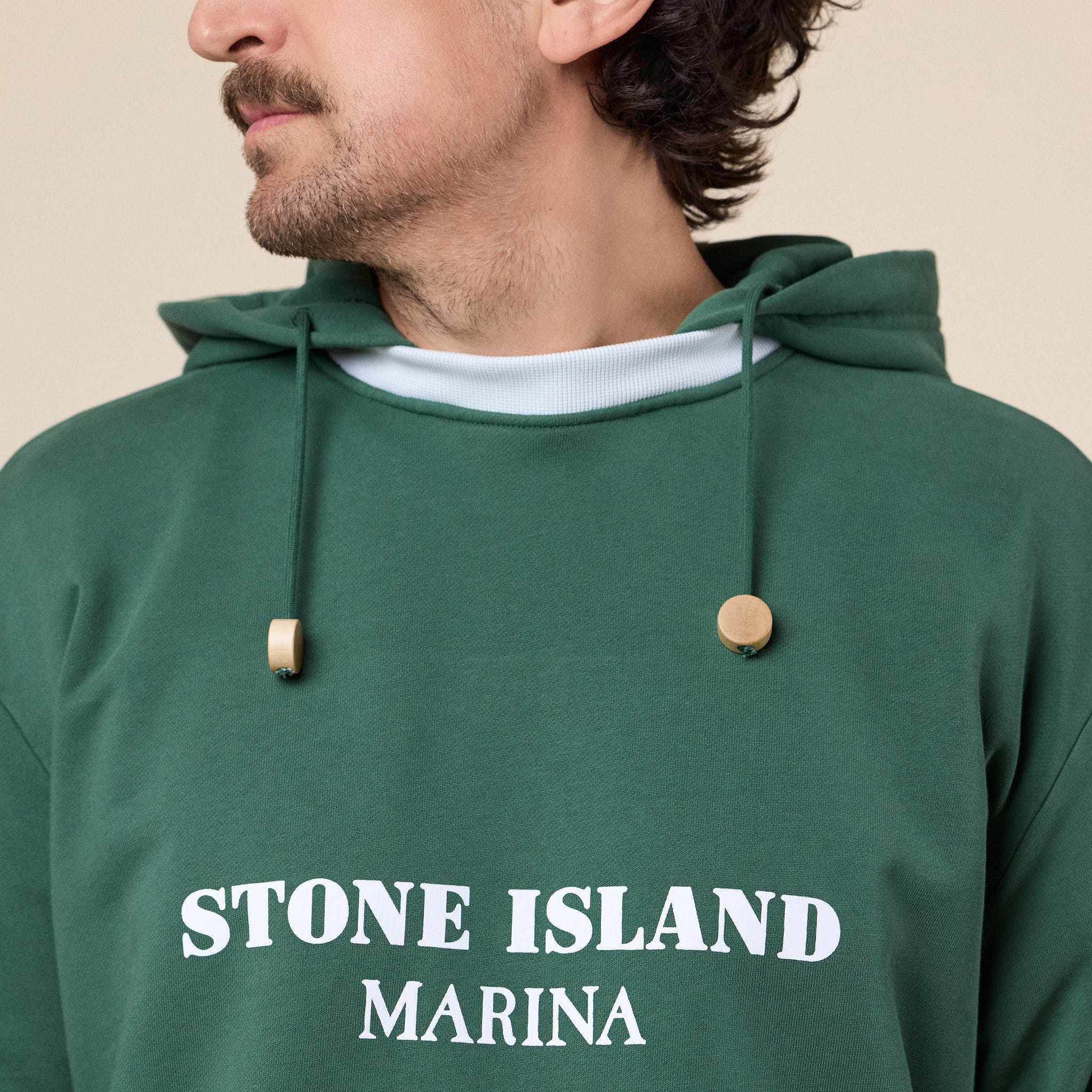 Stone Island Marina - Oversized Hooded Cotton Fleece Sweatshirt - Quartz Green