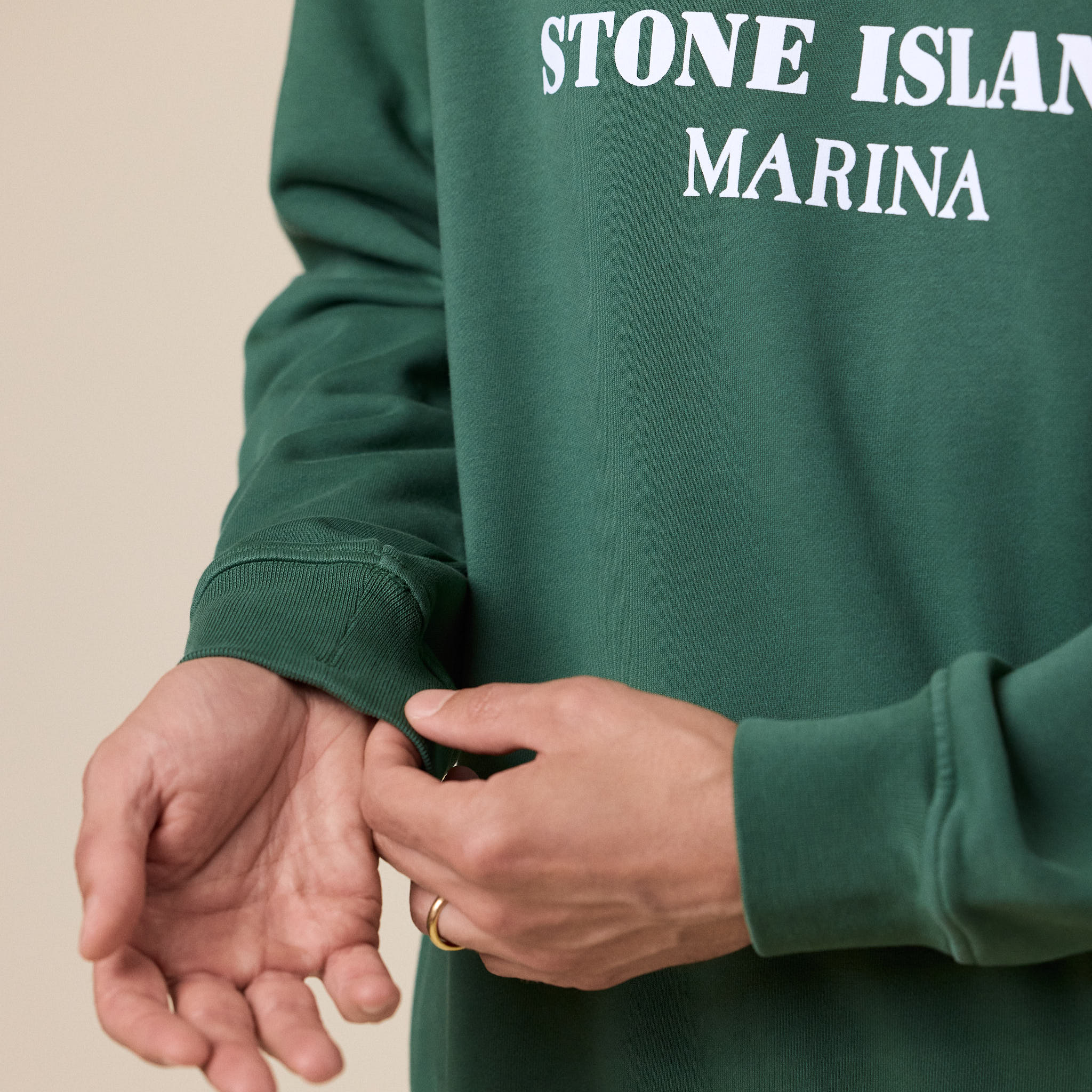 Stone Island Marina - Oversized Hooded Cotton Fleece Sweatshirt - Quartz Green