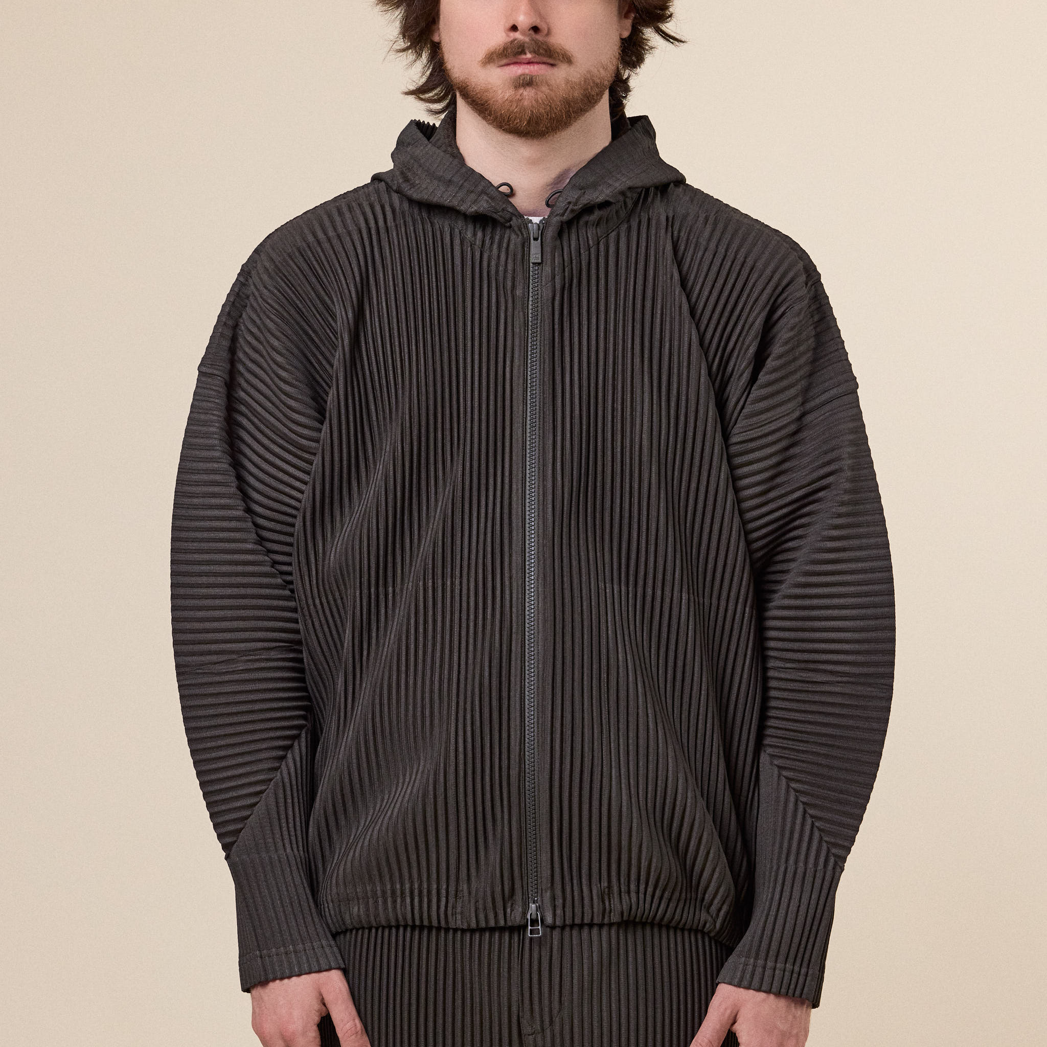 Homme Plissé Issey Miyake - Monthly Colours Hooded Jacket - Shade Greyish Brown