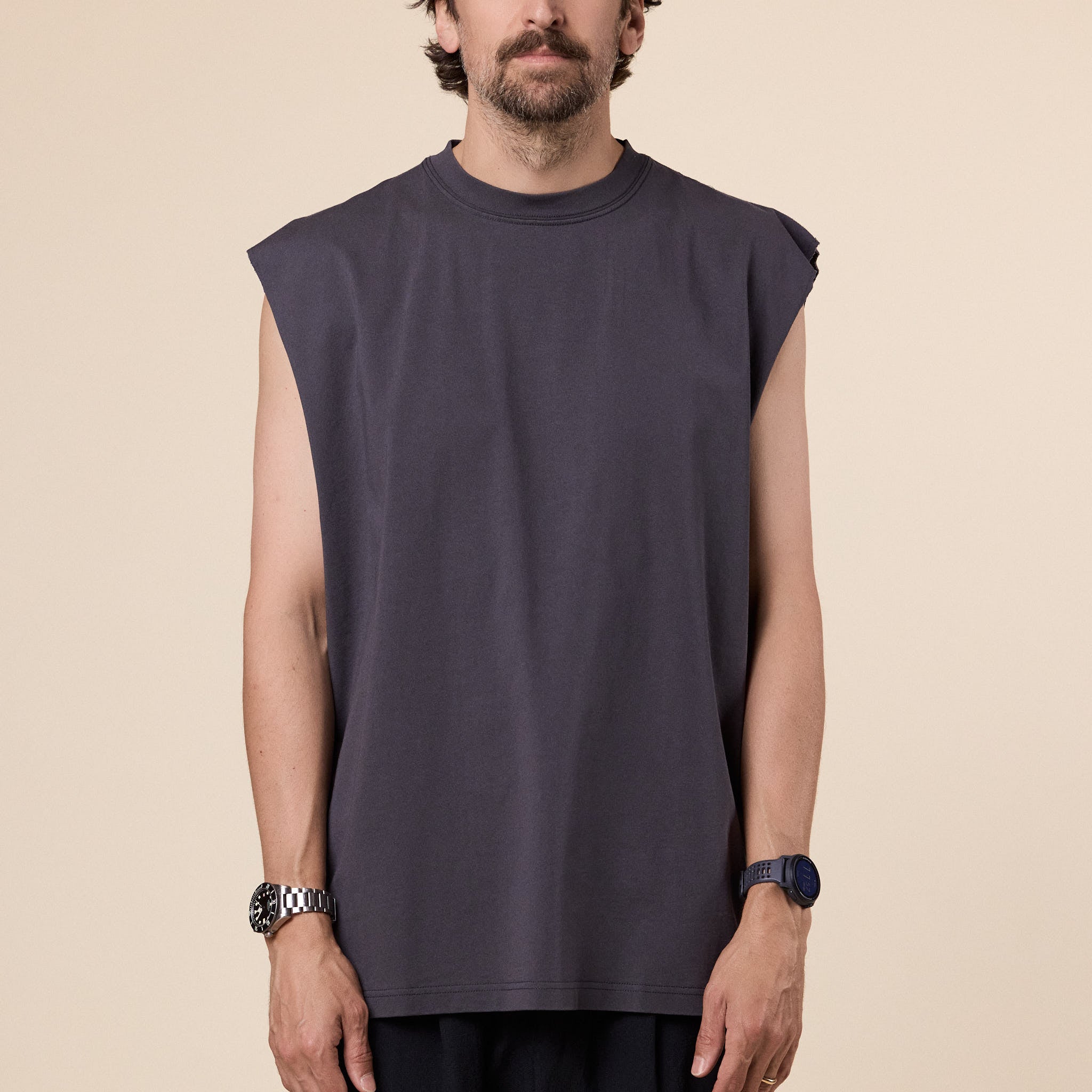 Meanswhile - Frosted Sleeveless Tee - Fade Charcoal