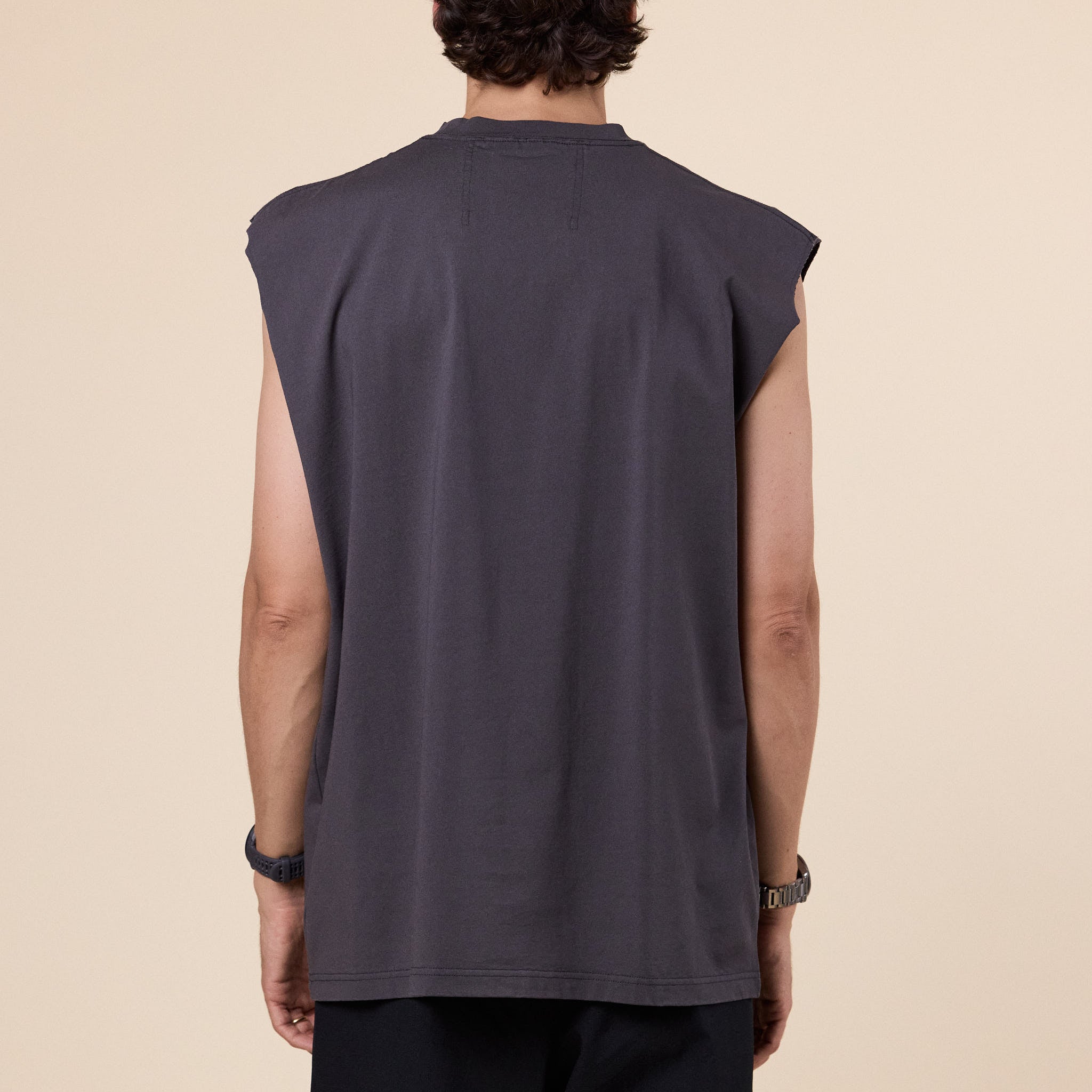 Meanswhile - Frosted Sleeveless Tee - Fade Charcoal