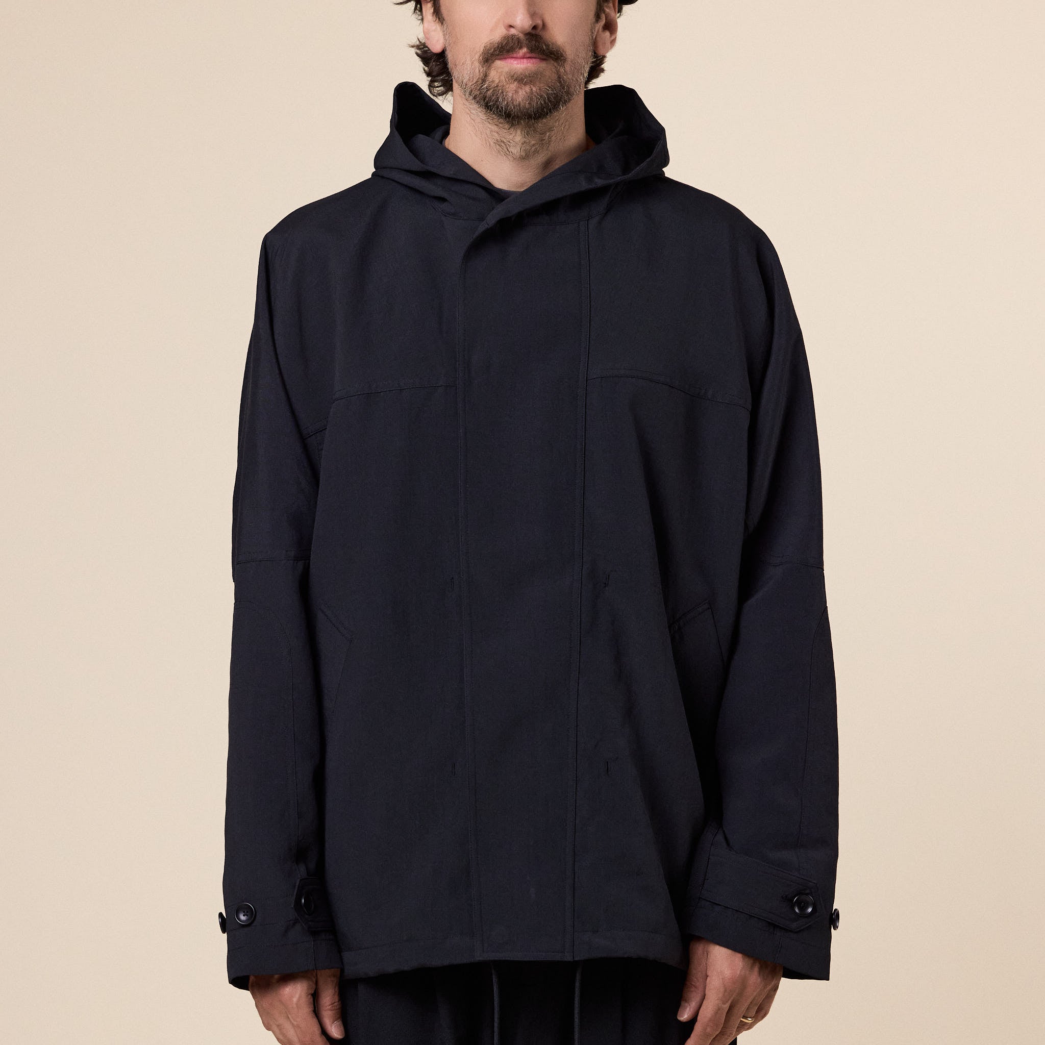 Meanswhile - Desert Cloth Neutral Hooded Blouson - Off Black