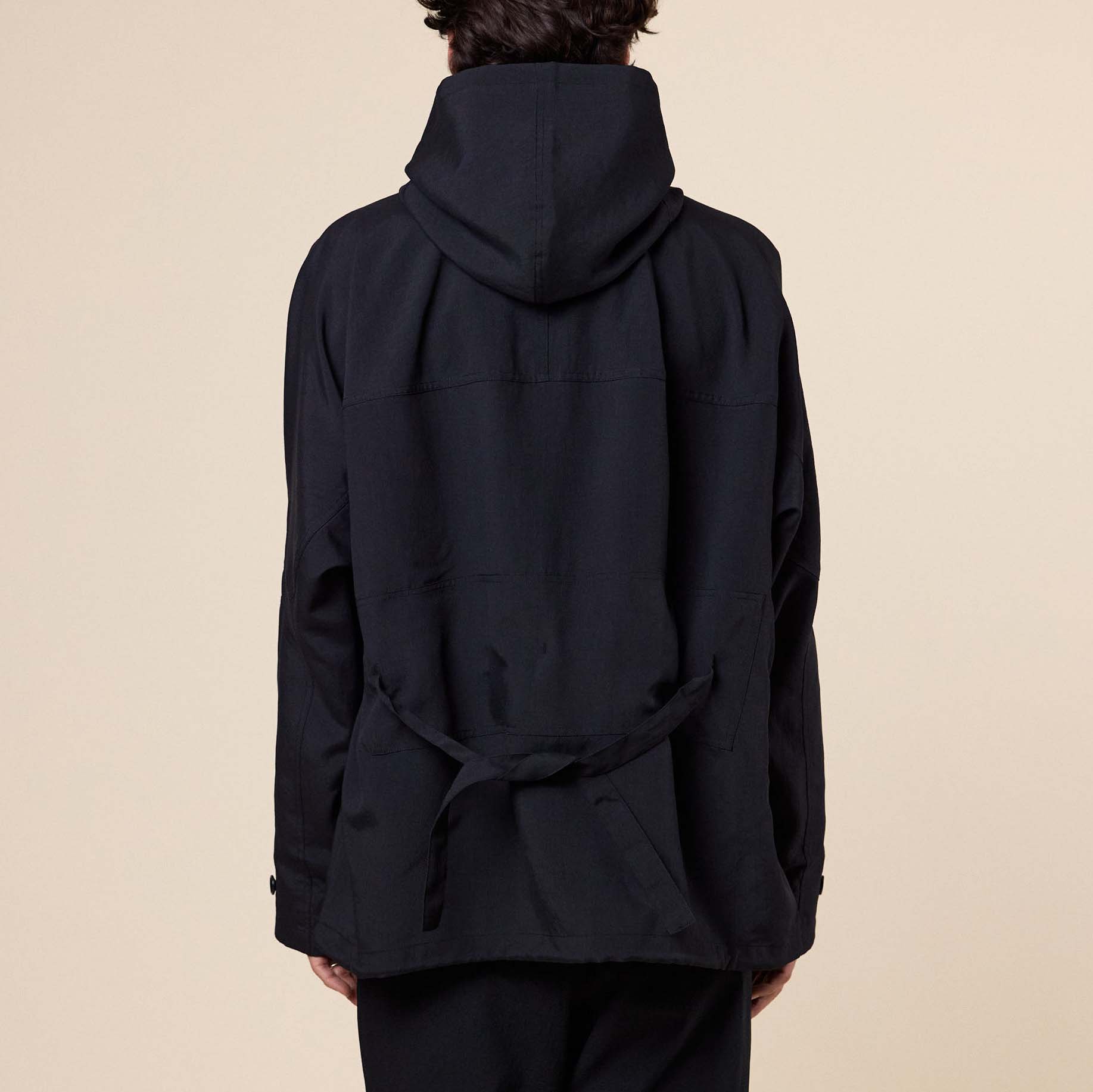 Meanswhile - Desert Cloth Neutral Hooded Blouson - Off Black