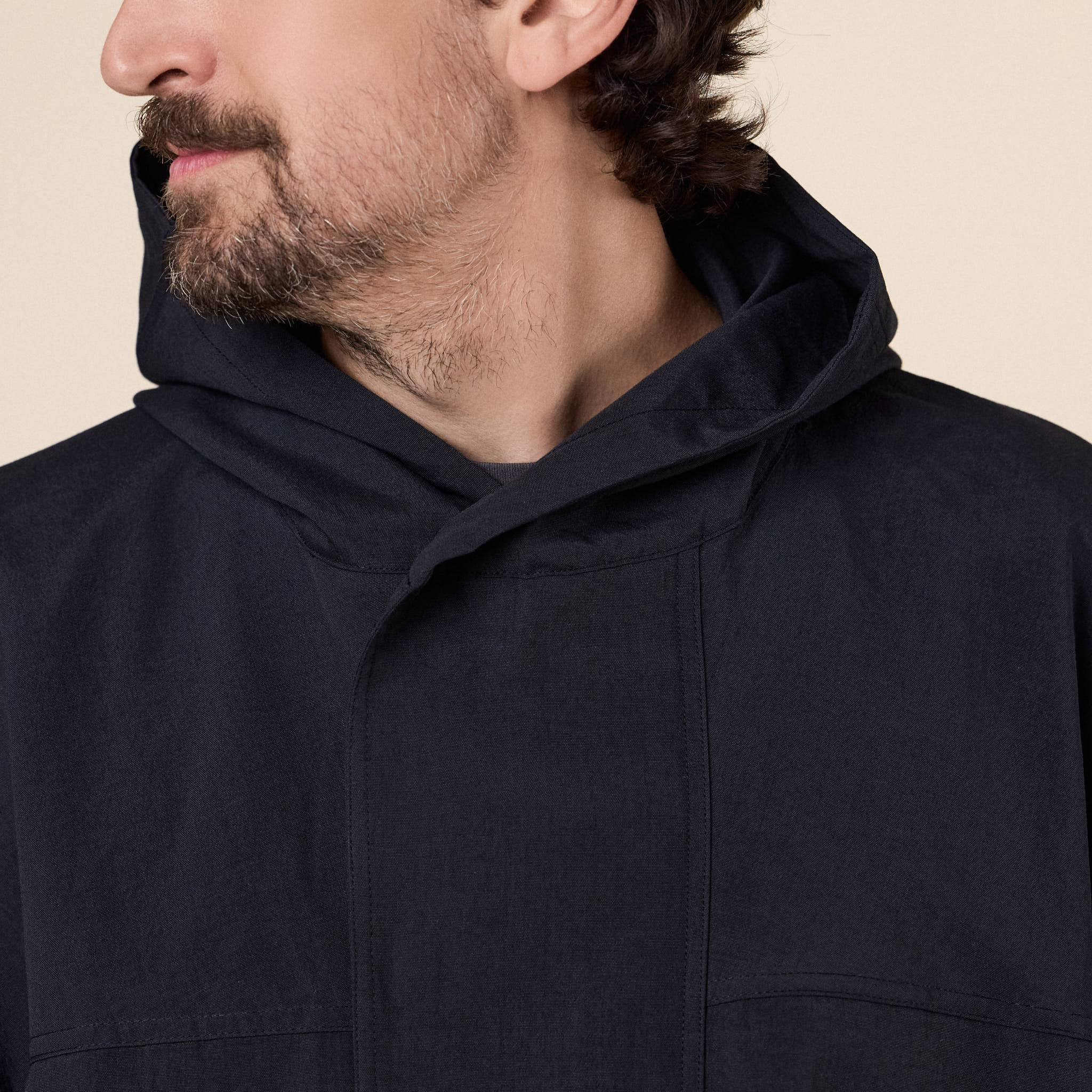 Meanswhile - Desert Cloth Neutral Hooded Blouson - Off Black