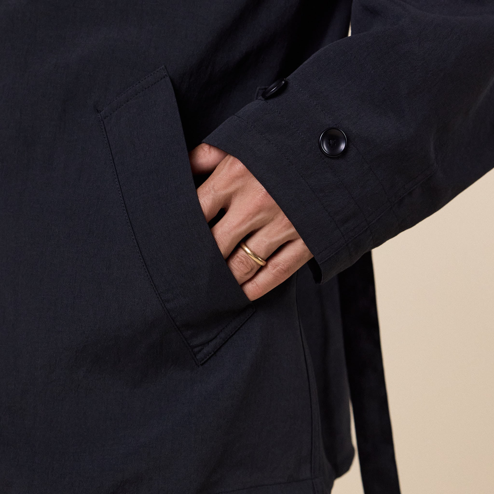 Meanswhile - Desert Cloth Neutral Hooded Blouson - Off Black