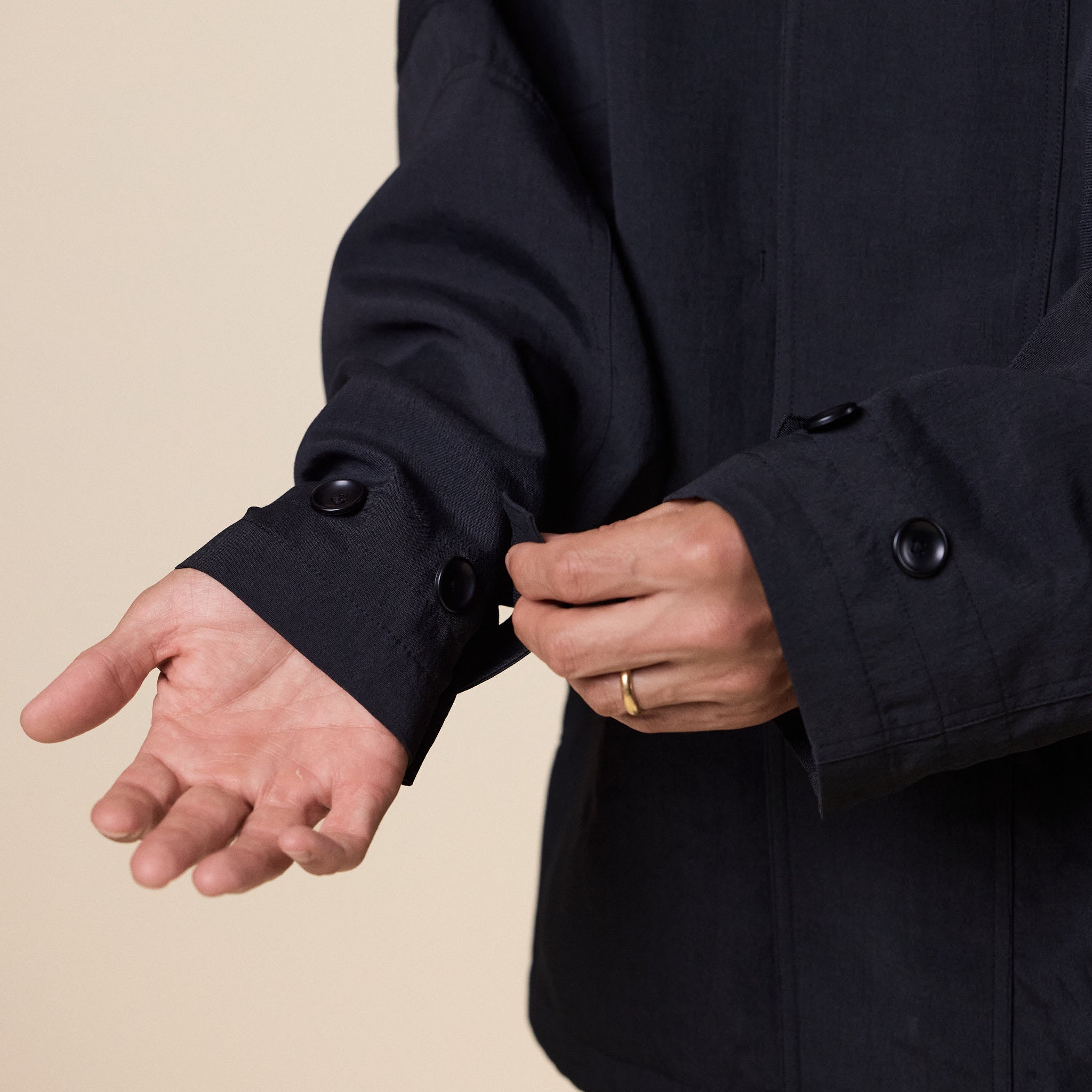 Meanswhile - Desert Cloth Neutral Hooded Blouson - Off Black