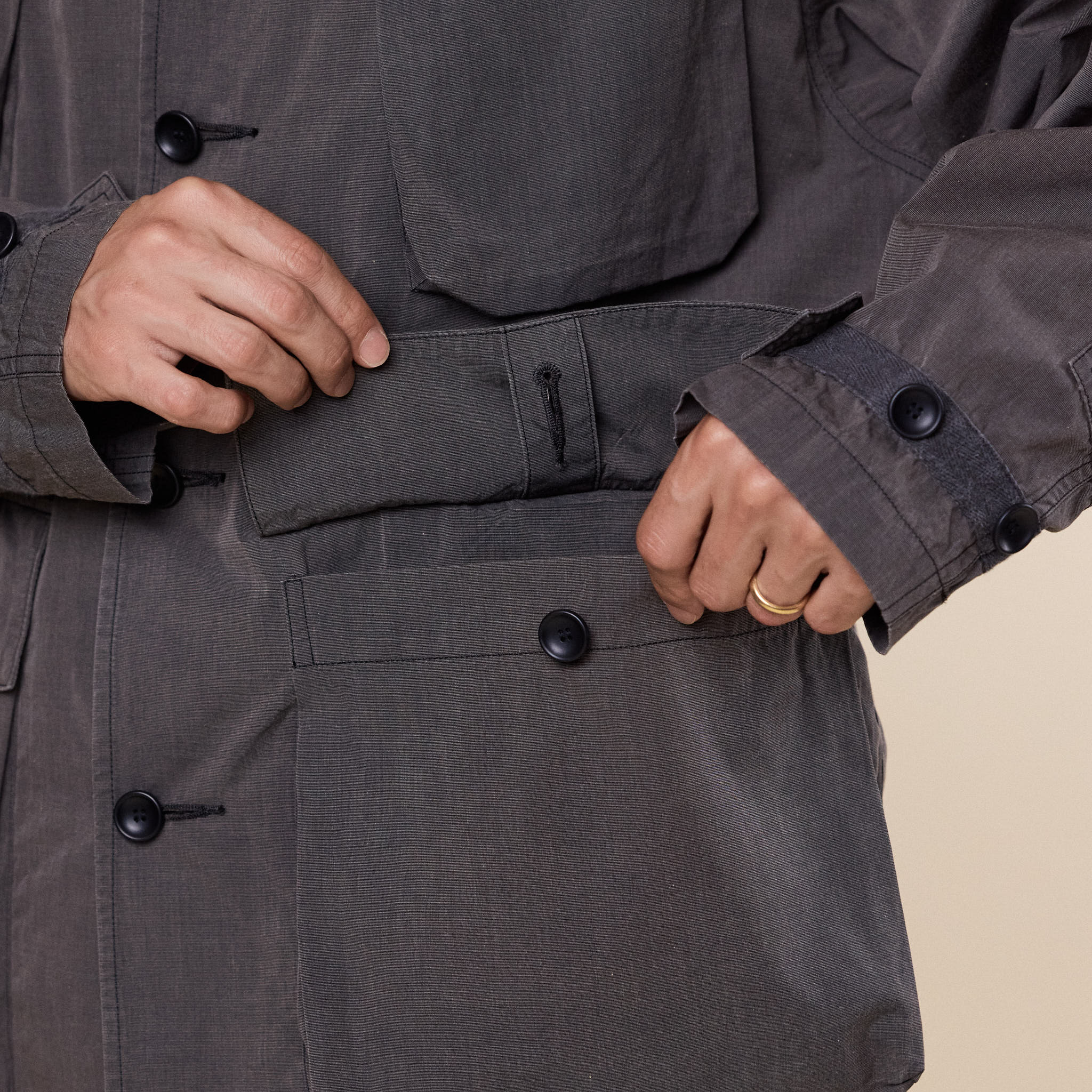 Meanswhile - Frosted Trinity Chambray Fatigue Blouson - Fade Graphite