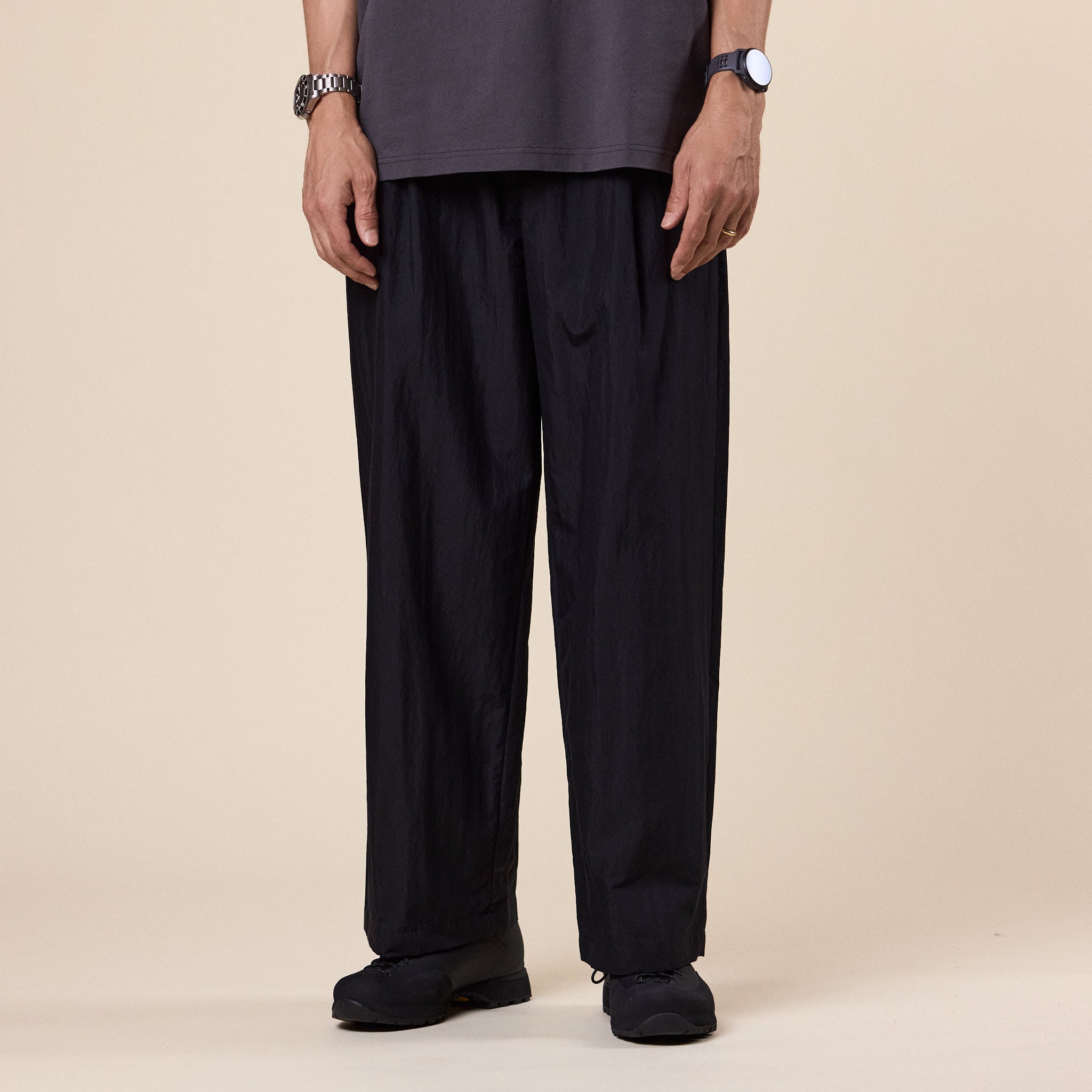 Meanswhile - Ambient C/N High Waist Slacks - Off Black