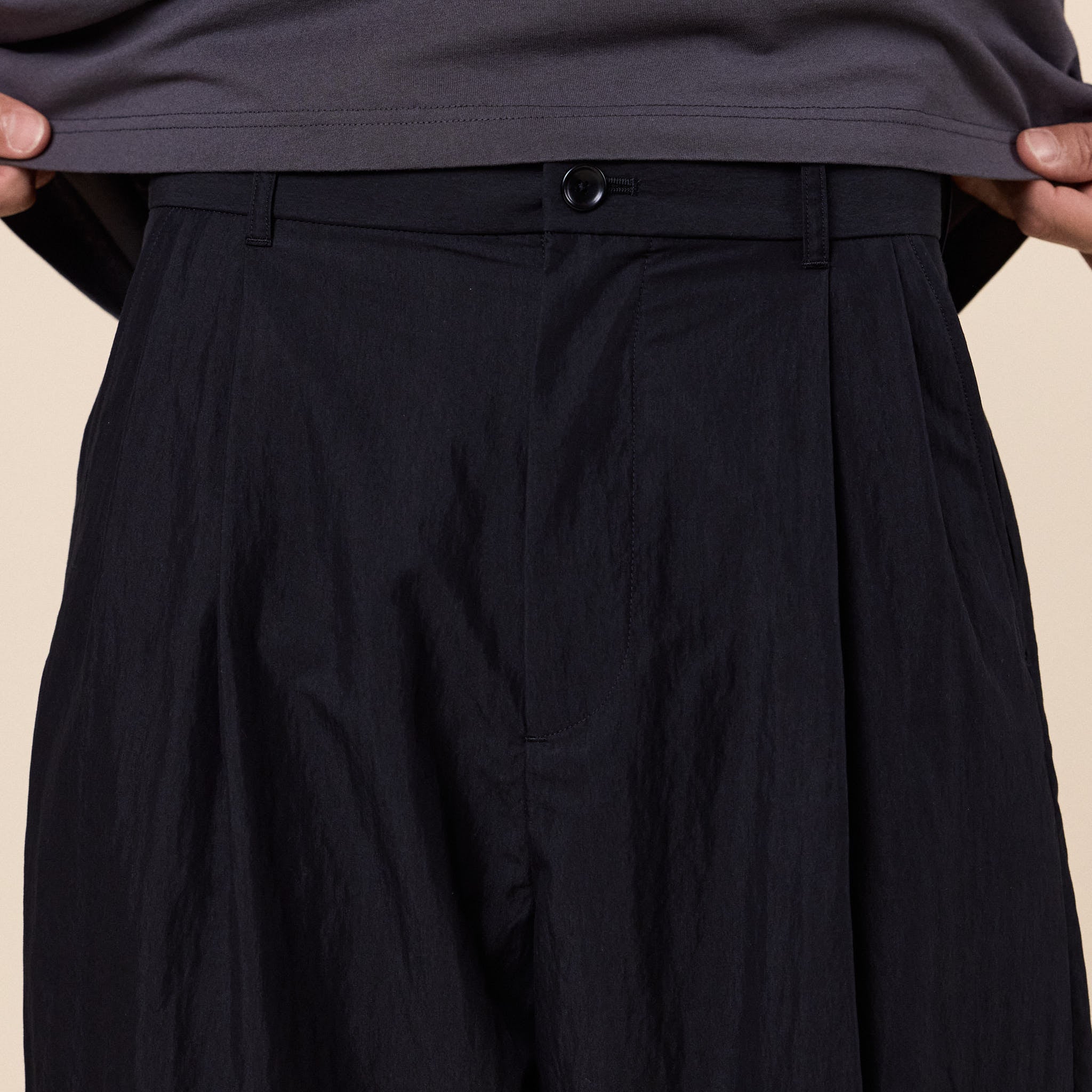 Meanswhile - Ambient C/N High Waist Slacks - Off Black