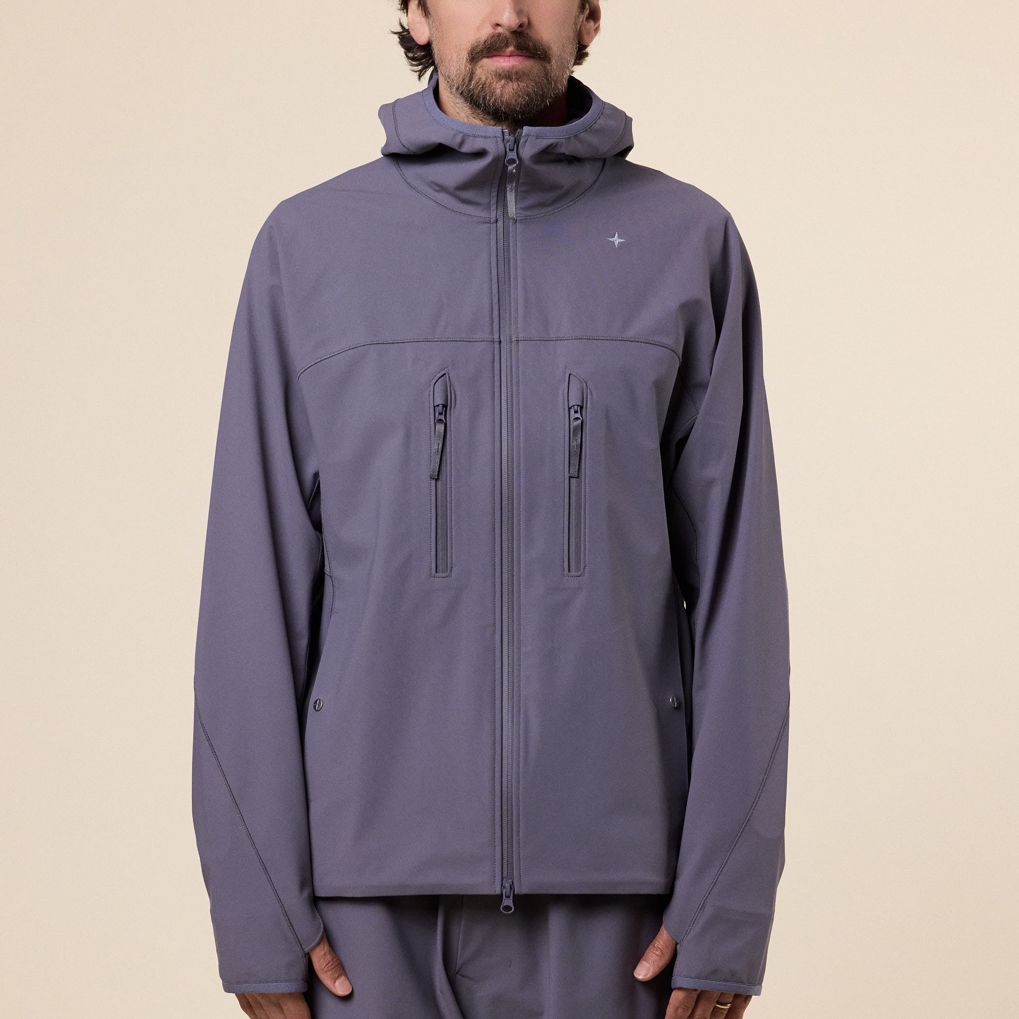 Stone Island Stellina - Technical Stretch Jersey Zip-up Hooded Sweatshirt - Storm Grey