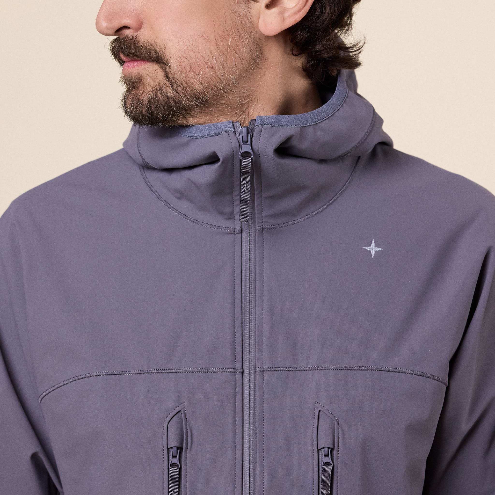 Stone Island Stellina - Technical Stretch Jersey Zip-up Hooded Sweatshirt - Storm Grey