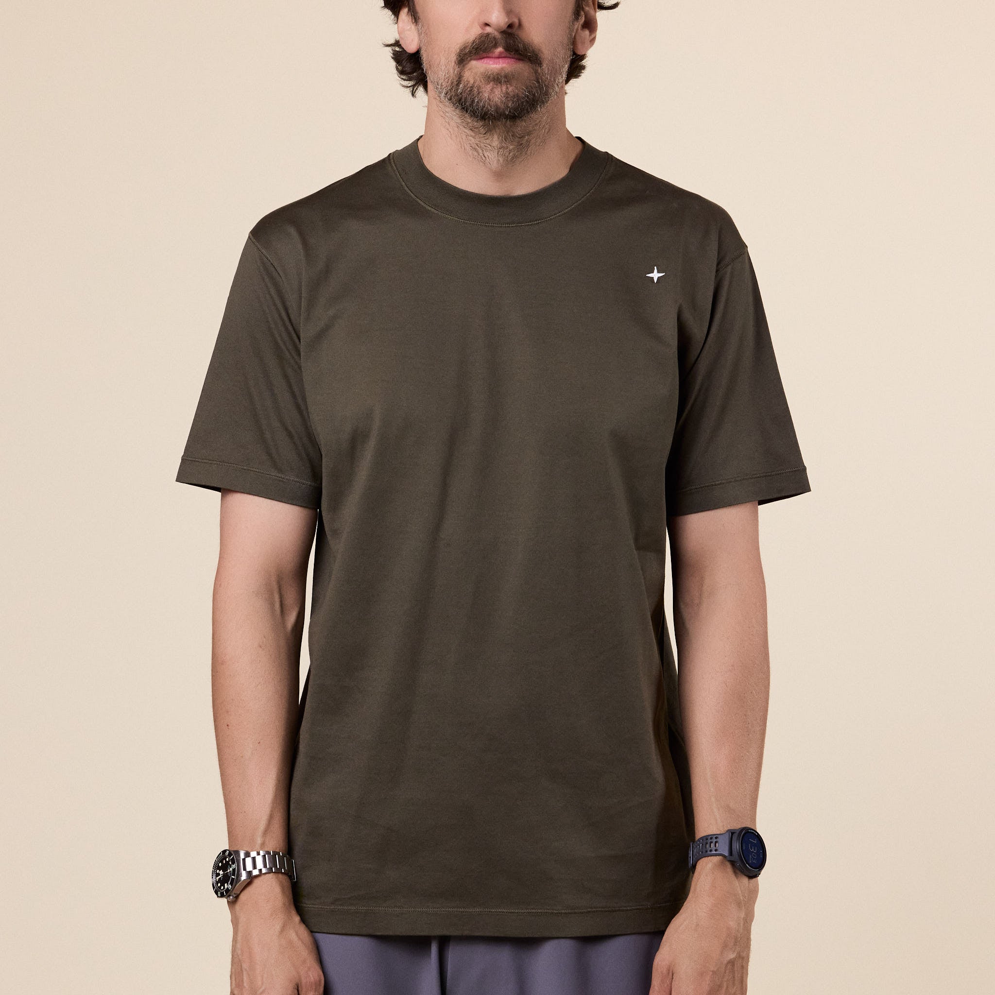Stone Island Stellina - Mercerized Cotton Jersey T-shirt - Walnut Brown