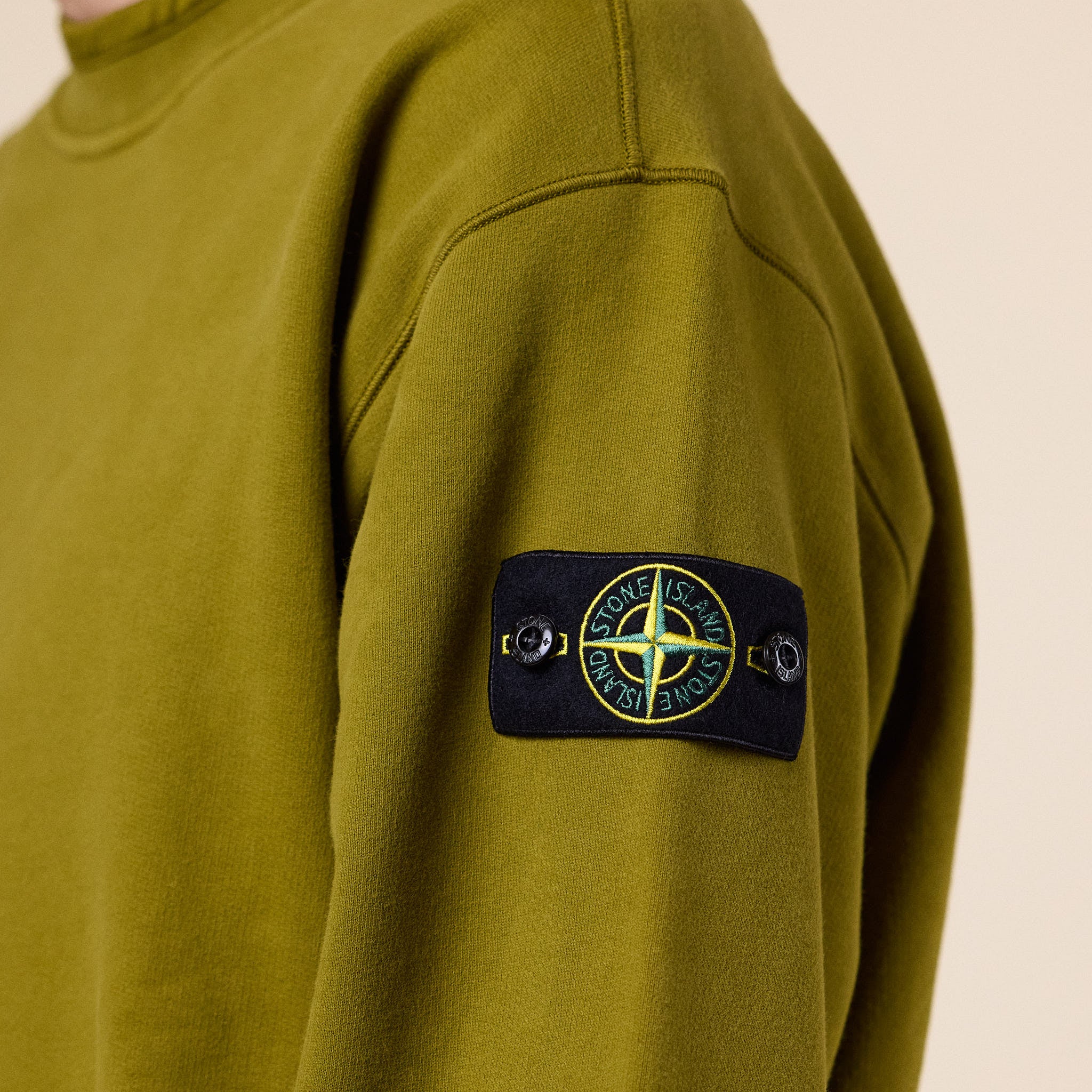 Stone Island - Brushed Organic Cotton Fleece Oversized Crewneck Sweatshirt - Cactus