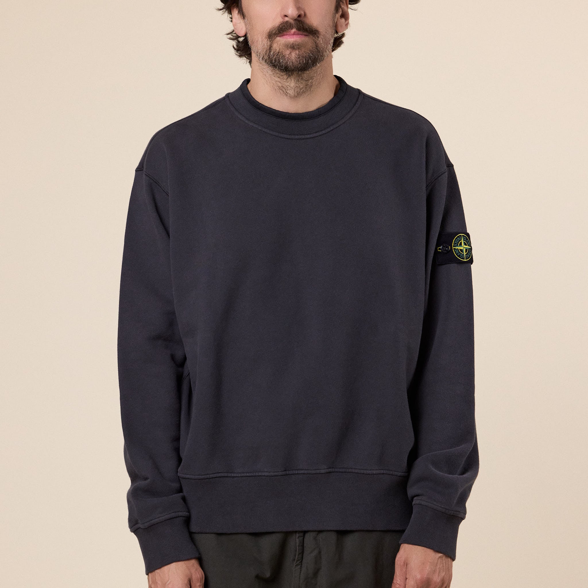 Stone Island - Brushed Organic Cotton Fleece Oversized Crewneck Sweatshirt - Lead Grey