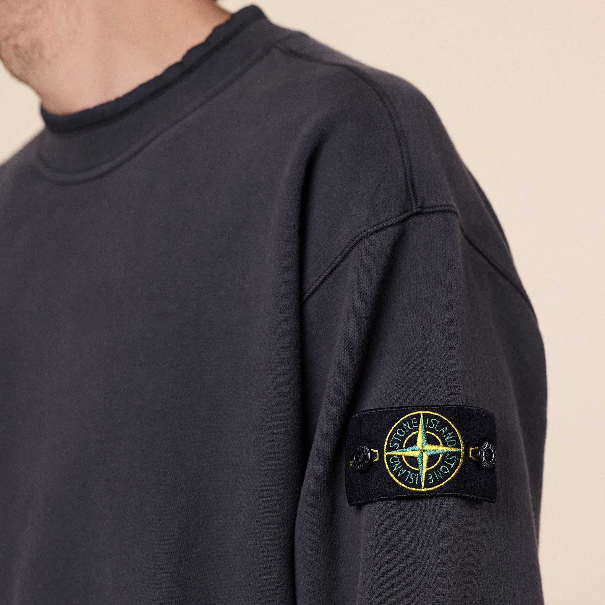 Stone Island - Brushed Organic Cotton Fleece Oversized Crewneck Sweatshirt - Lead Grey