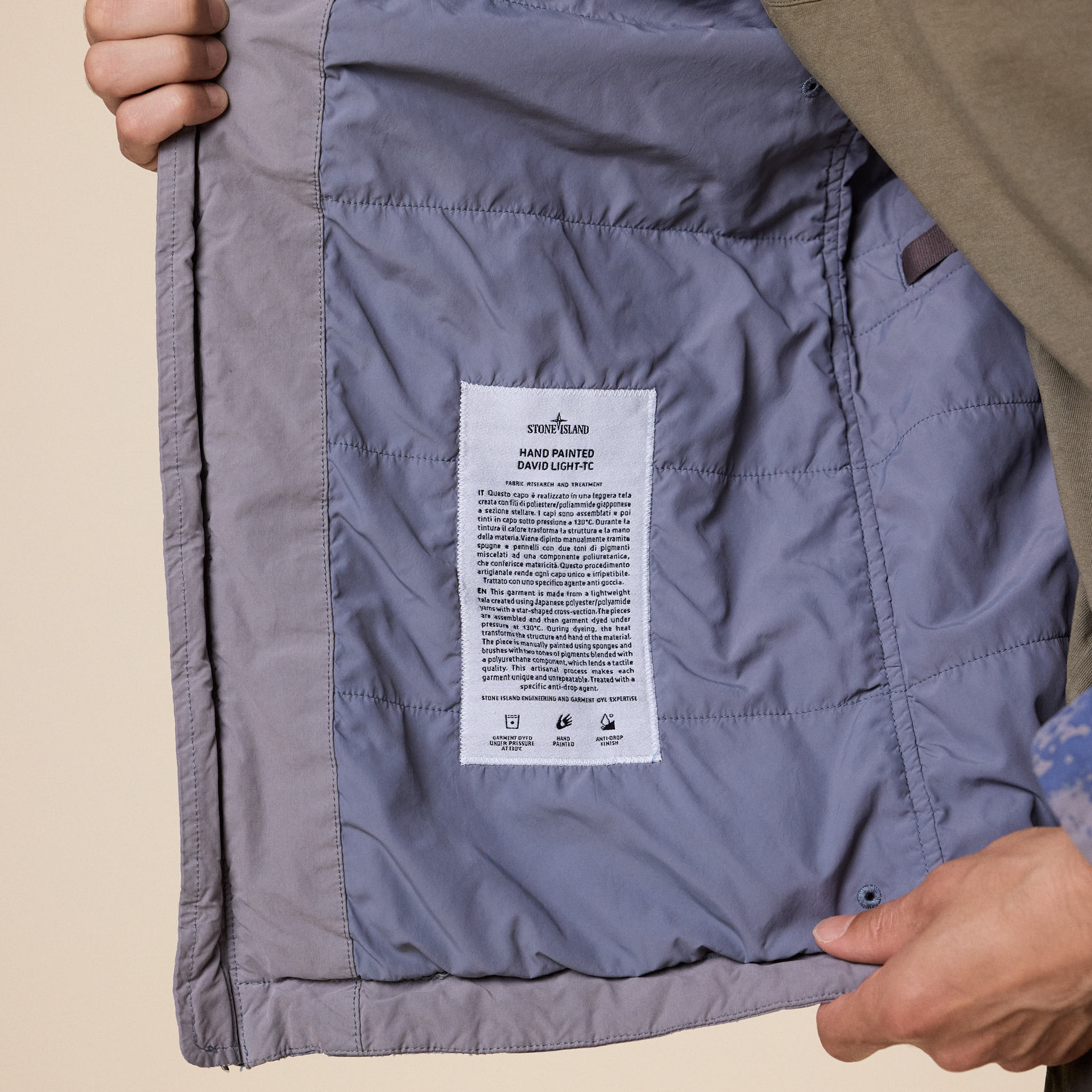 Stone Island - Hand Painted David Light T-C Padded Short Parka - Grey