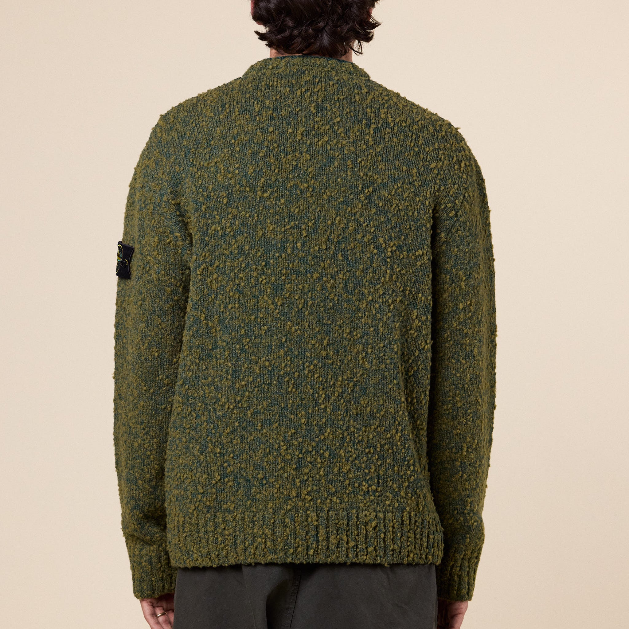Stone Island - Speckled Wool Nylon Crewneck Jumper - Dark Green Melange