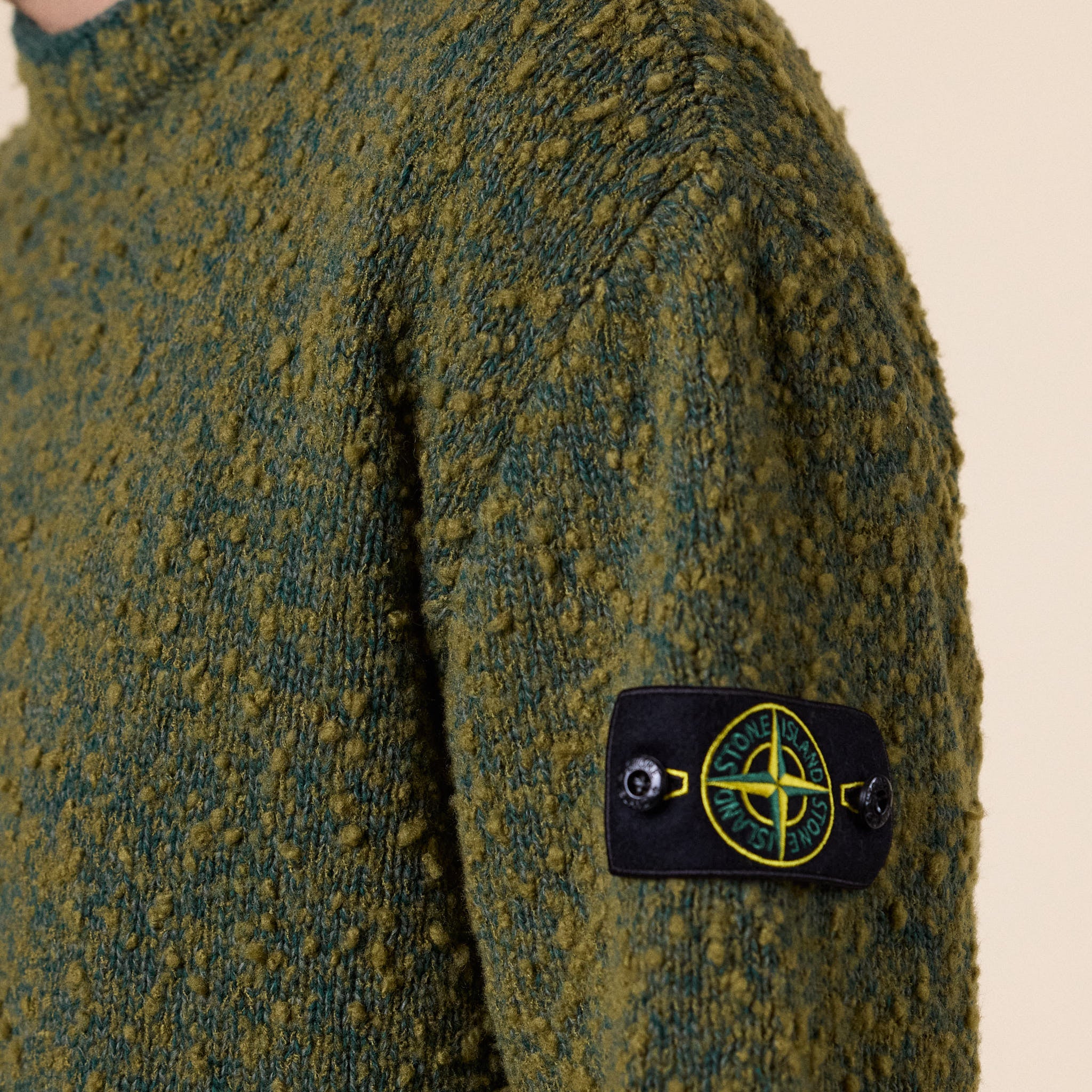 Stone Island - Speckled Wool Nylon Crewneck Jumper - Dark Green Melange